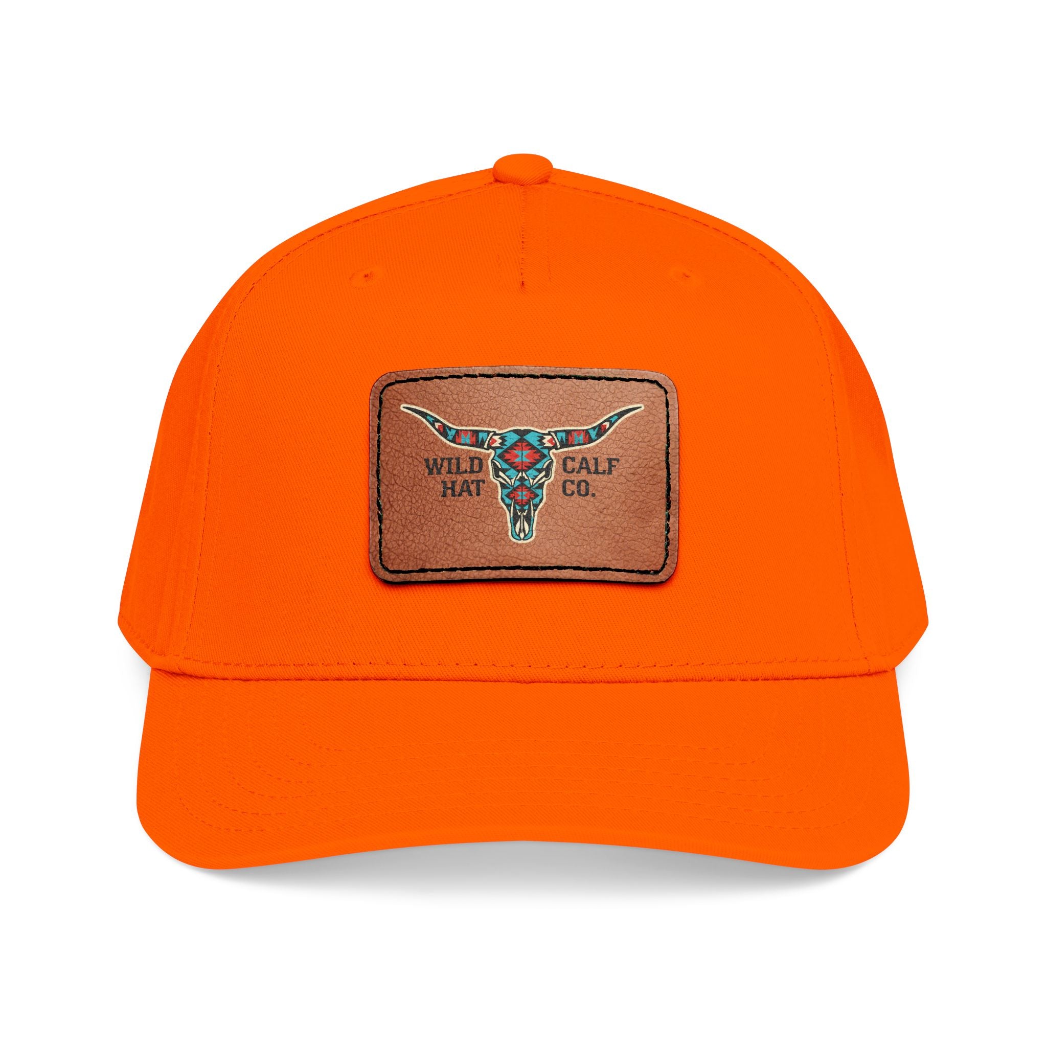 Mid Profile Baseball Cap with Leather Patch (Rectangle) - Wild Calf Hat Company