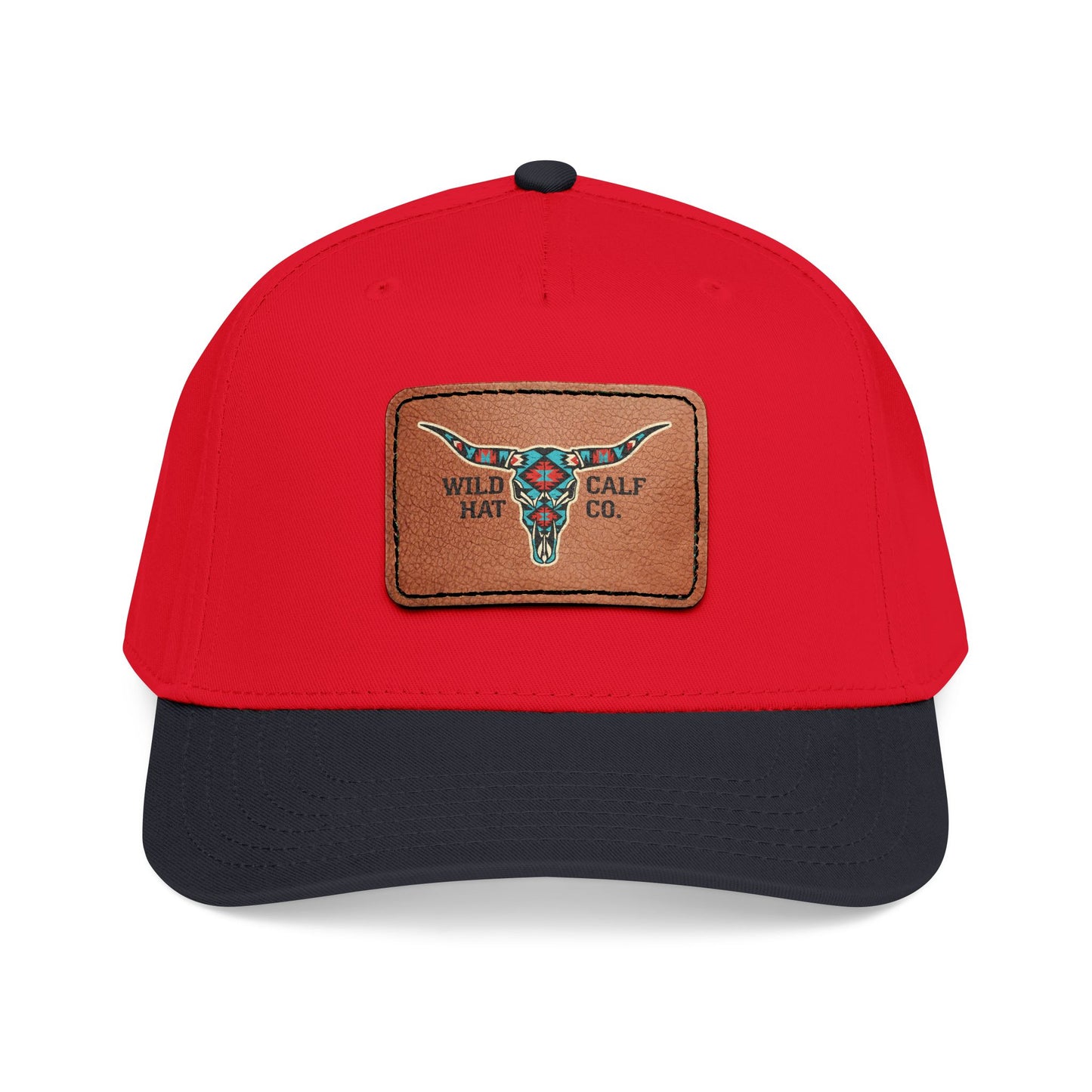 Mid Profile Baseball Cap with Leather Patch (Rectangle) - Wild Calf Hat Company