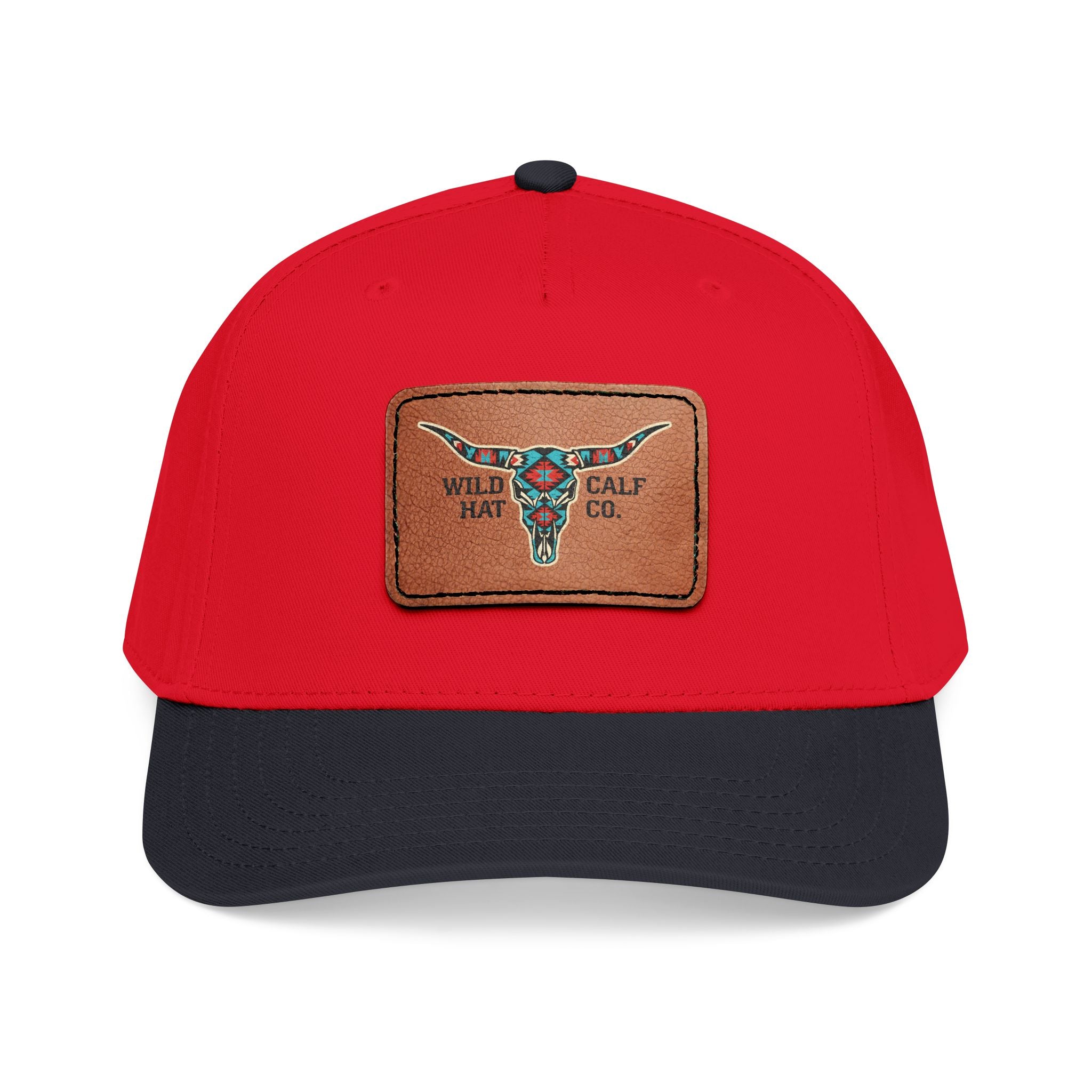 Mid Profile Baseball Cap with Leather Patch (Rectangle) - Wild Calf Hat Company