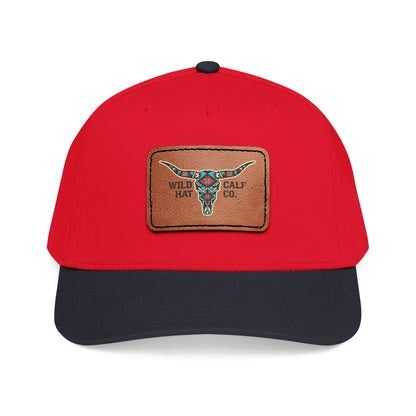 Mid Profile Baseball Cap with Leather Patch (Rectangle) - Wild Calf Hat Company