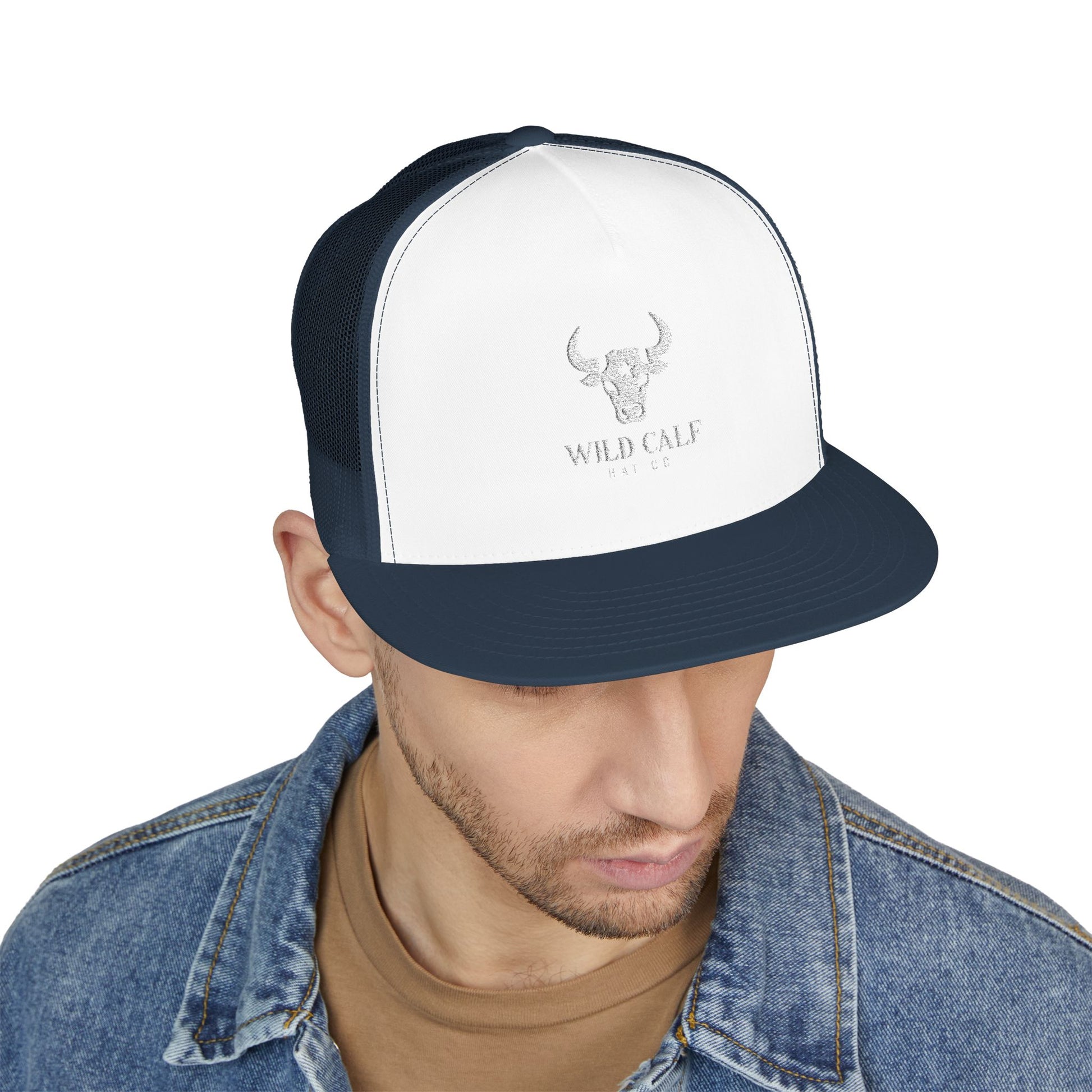 Wild Calf Skull embroidery Trucker Cap | Mesh Back Snapback - Wild Calf Hat Company