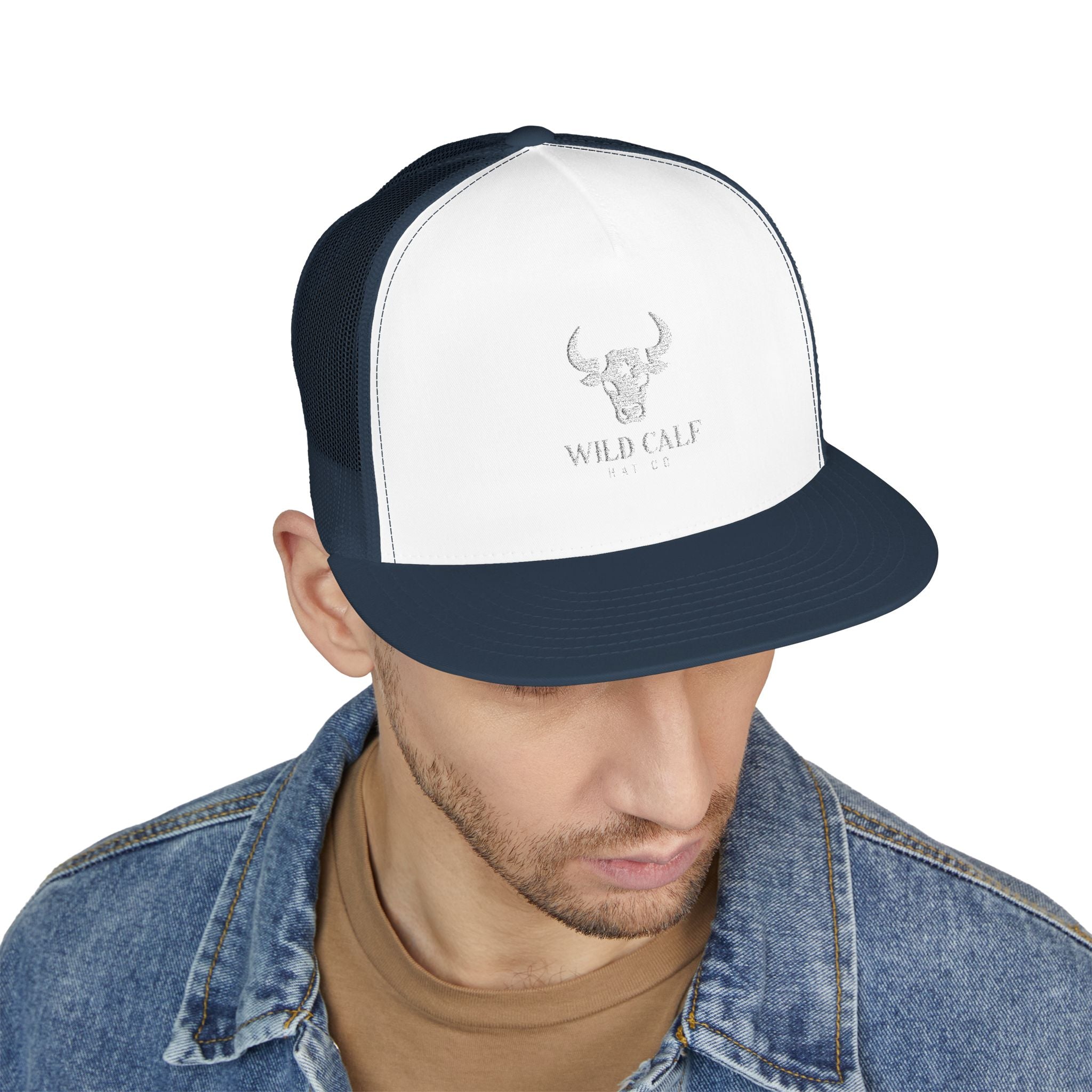 Wild Calf Skull embroidery Trucker Cap | Mesh Back Snapback - Wild Calf Hat Company
