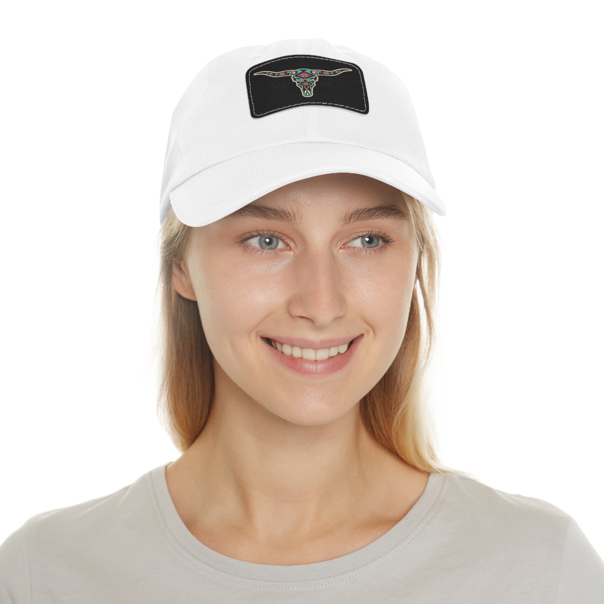 Wild Calf Hat Co. Long Horn Skull Leather Patch Dad Hat - Wild Calf Hat Company