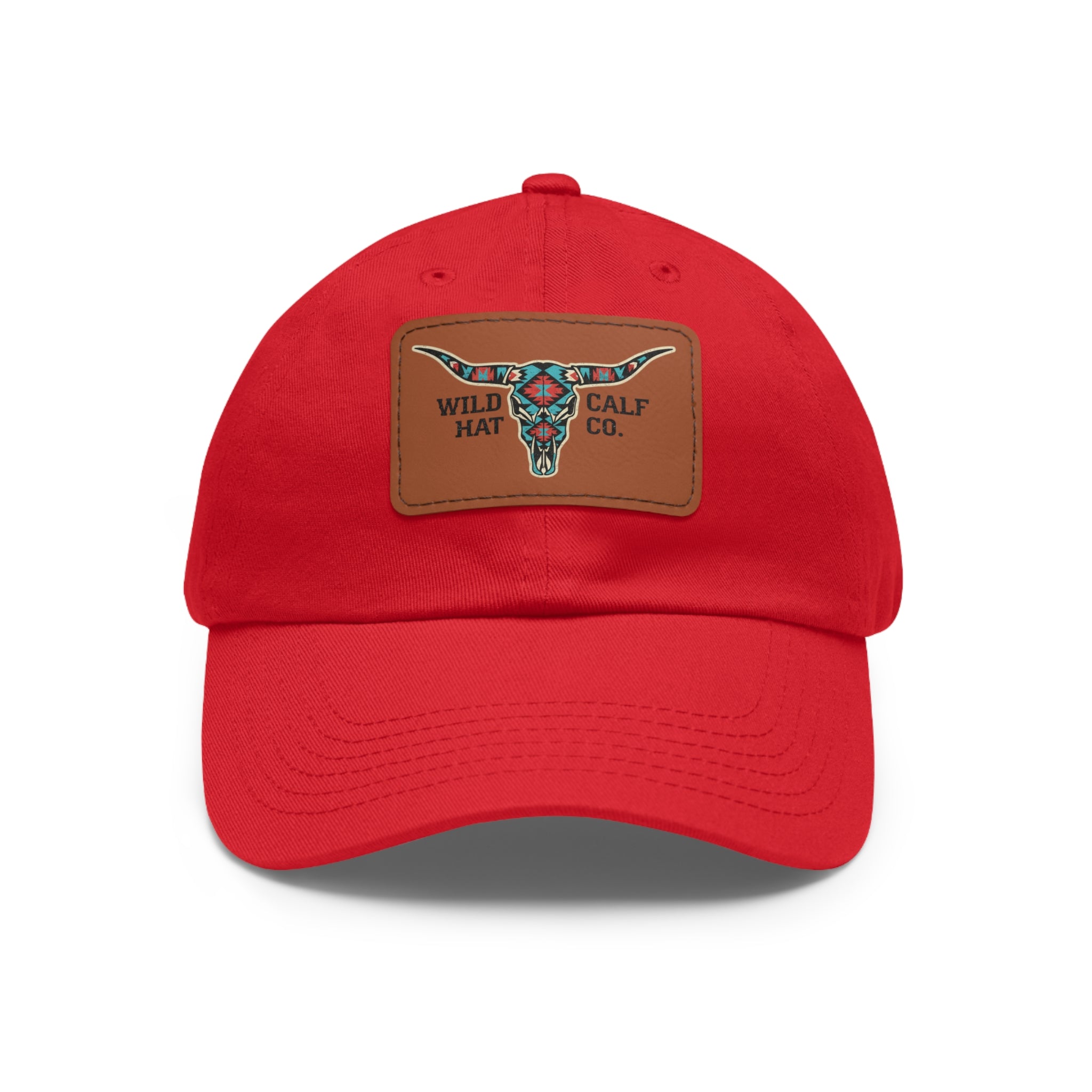 Wild Calf Hat Co. Long Horn Skull Leather Patch Dad Hat - Wild Calf Hat Company
