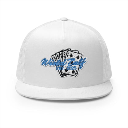 Trucker Cap – Retro Blue Poker Card Patch Design - Wild Calf Hat Company