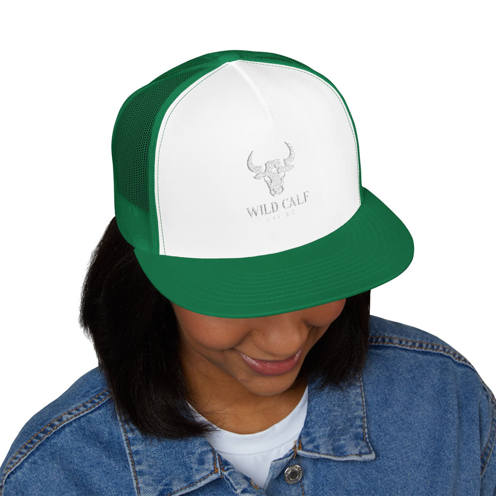 Wild Calf Skull embroidery Trucker Cap | Mesh Back Snapback - Wild Calf Hat Company