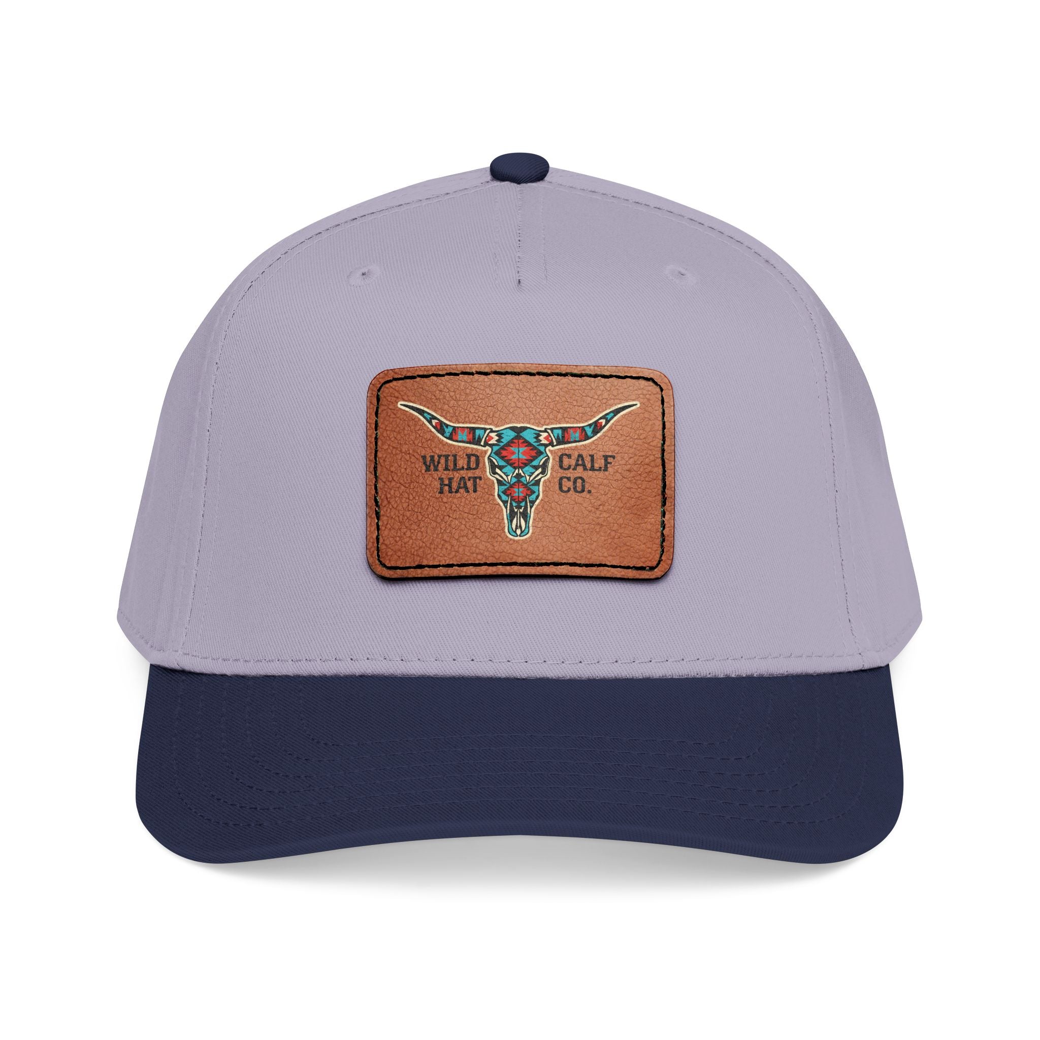 Mid Profile Baseball Cap with Leather Patch (Rectangle) - Wild Calf Hat Company