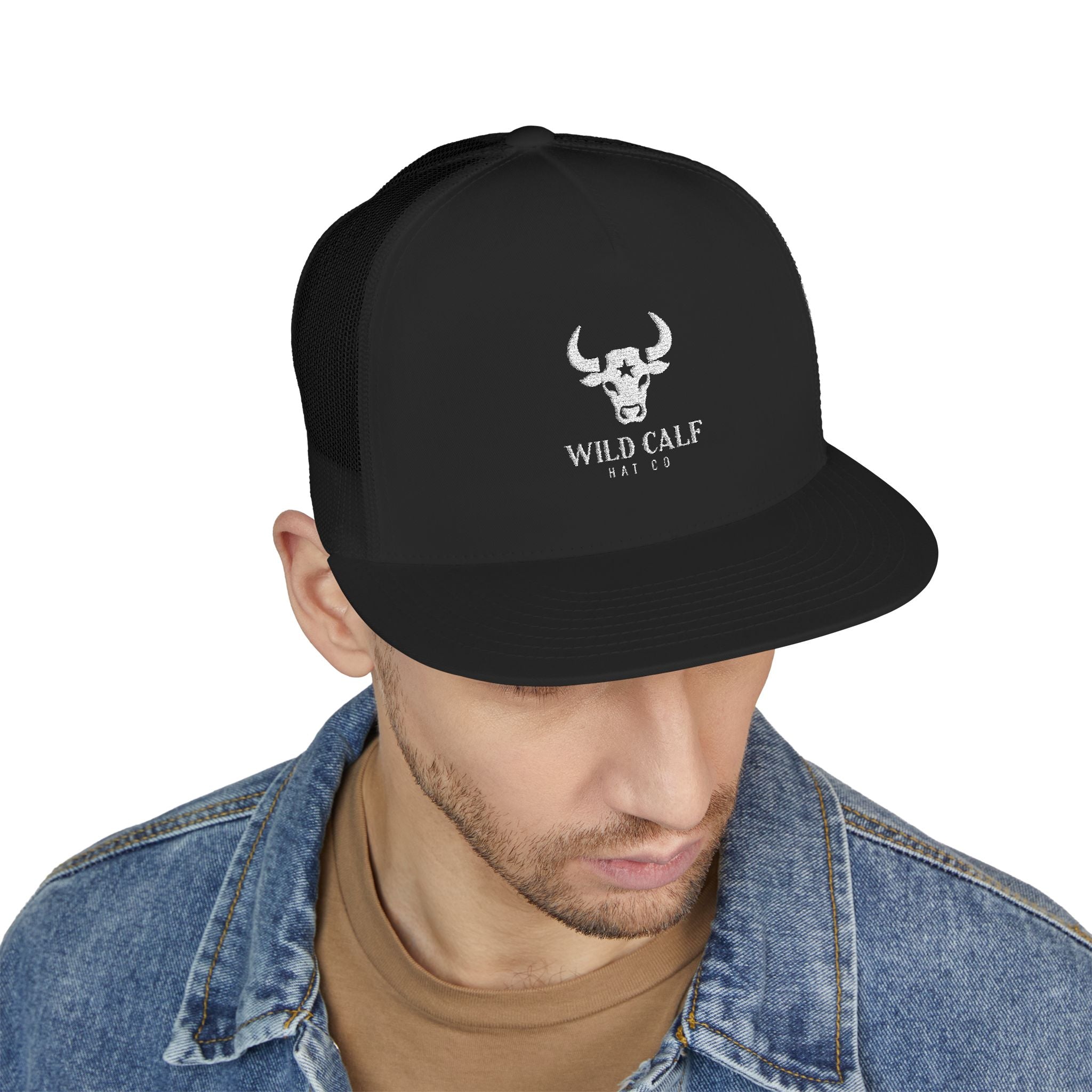 Wild Calf Skull embroidery Trucker Cap | Mesh Back Snapback - Wild Calf Hat Company