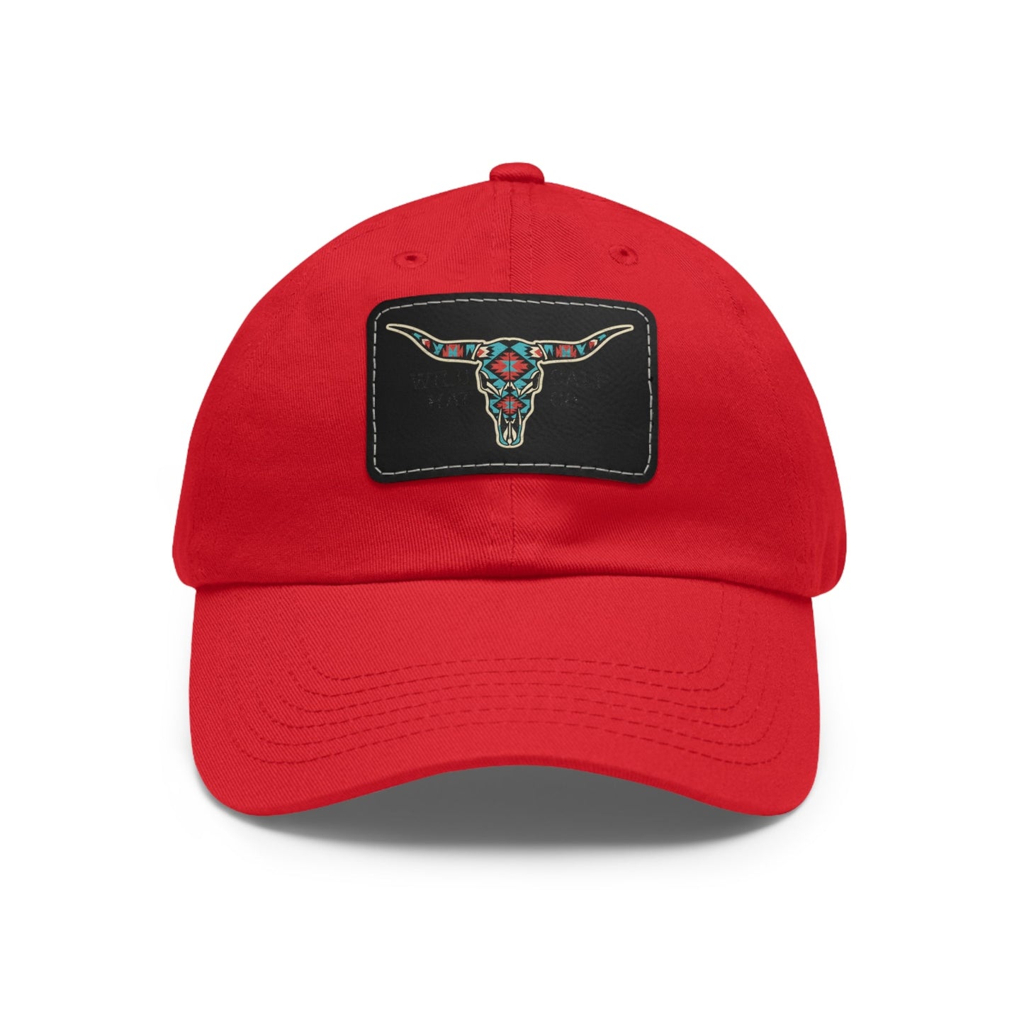 Wild Calf Hat Co. Long Horn Skull Leather Patch Dad Hat - Wild Calf Hat Company