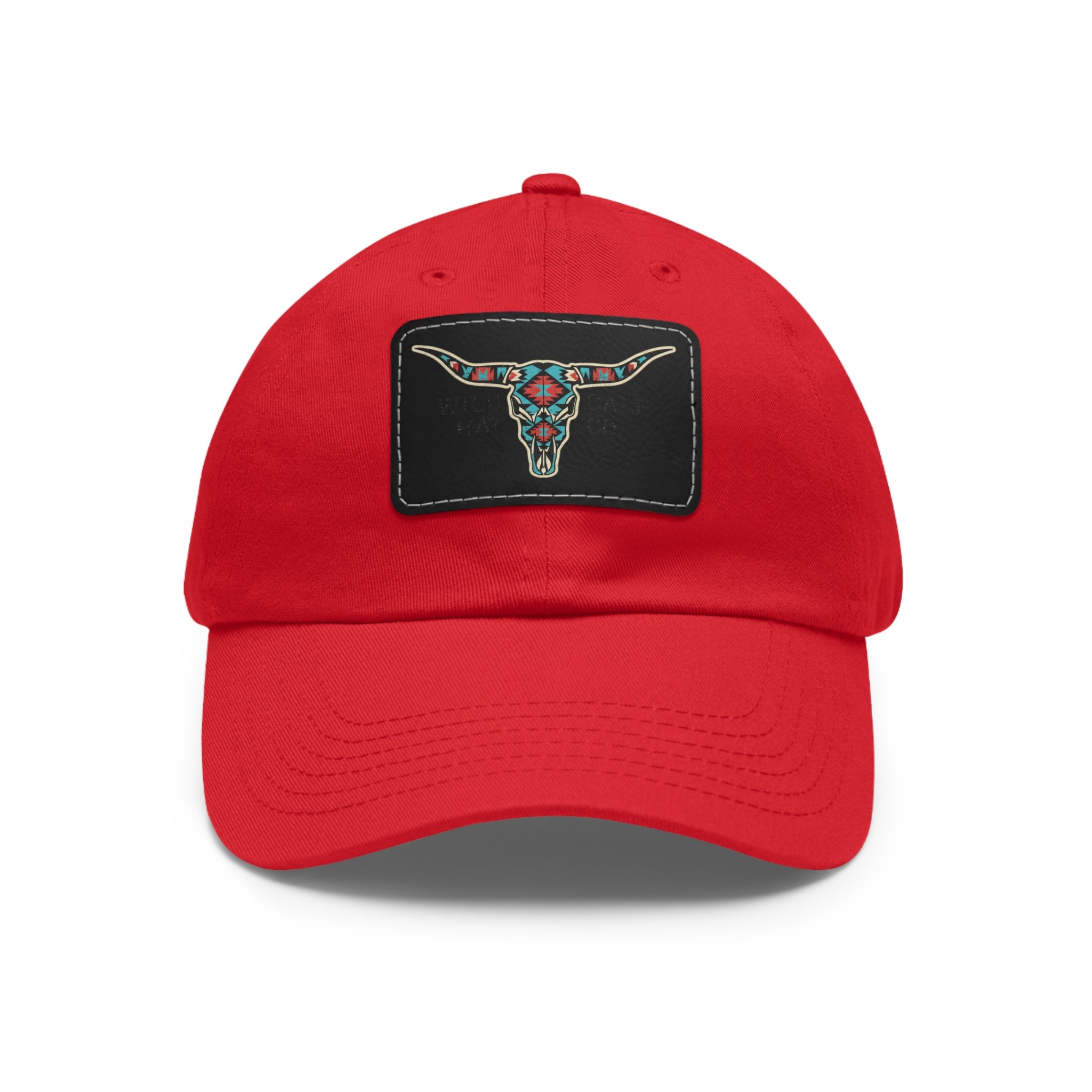 Wild Calf Hat Co. Long Horn Skull Leather Patch Dad Hat - Wild Calf Hat Company