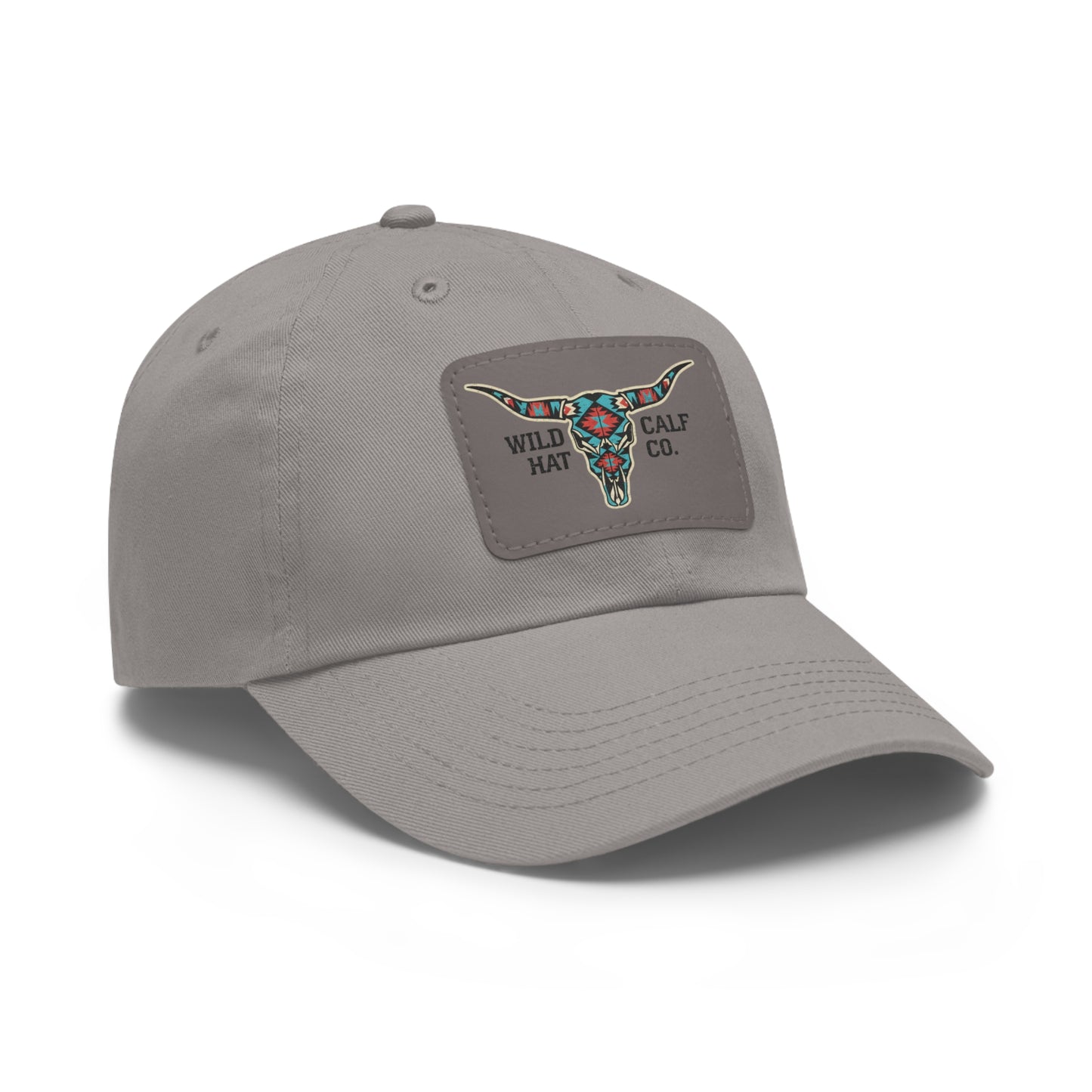 Wild Calf Hat Co. Long Horn Skull Leather Patch Dad Hat - Wild Calf Hat Company