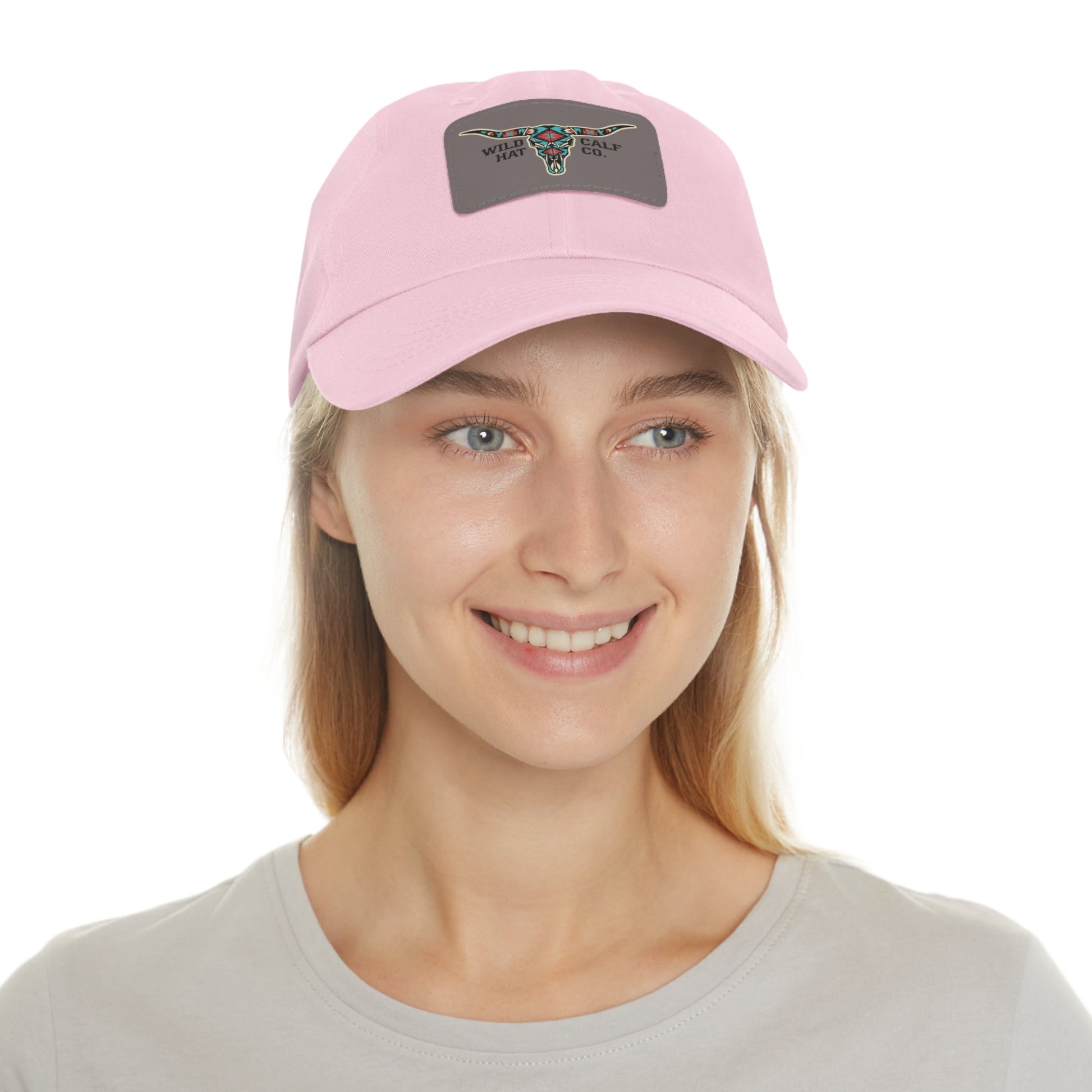 Wild Calf Hat Co. Long Horn Skull Leather Patch Dad Hat - Wild Calf Hat Company