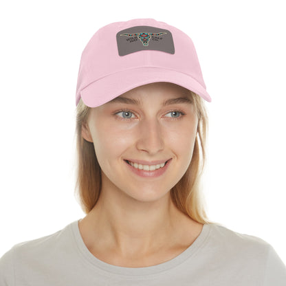Wild Calf Hat Co. Long Horn Skull Leather Patch Dad Hat - Wild Calf Hat Company