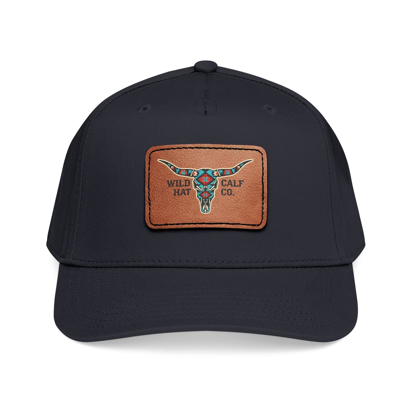Mid Profile Baseball Cap with Leather Patch (Rectangle) - Wild Calf Hat Company