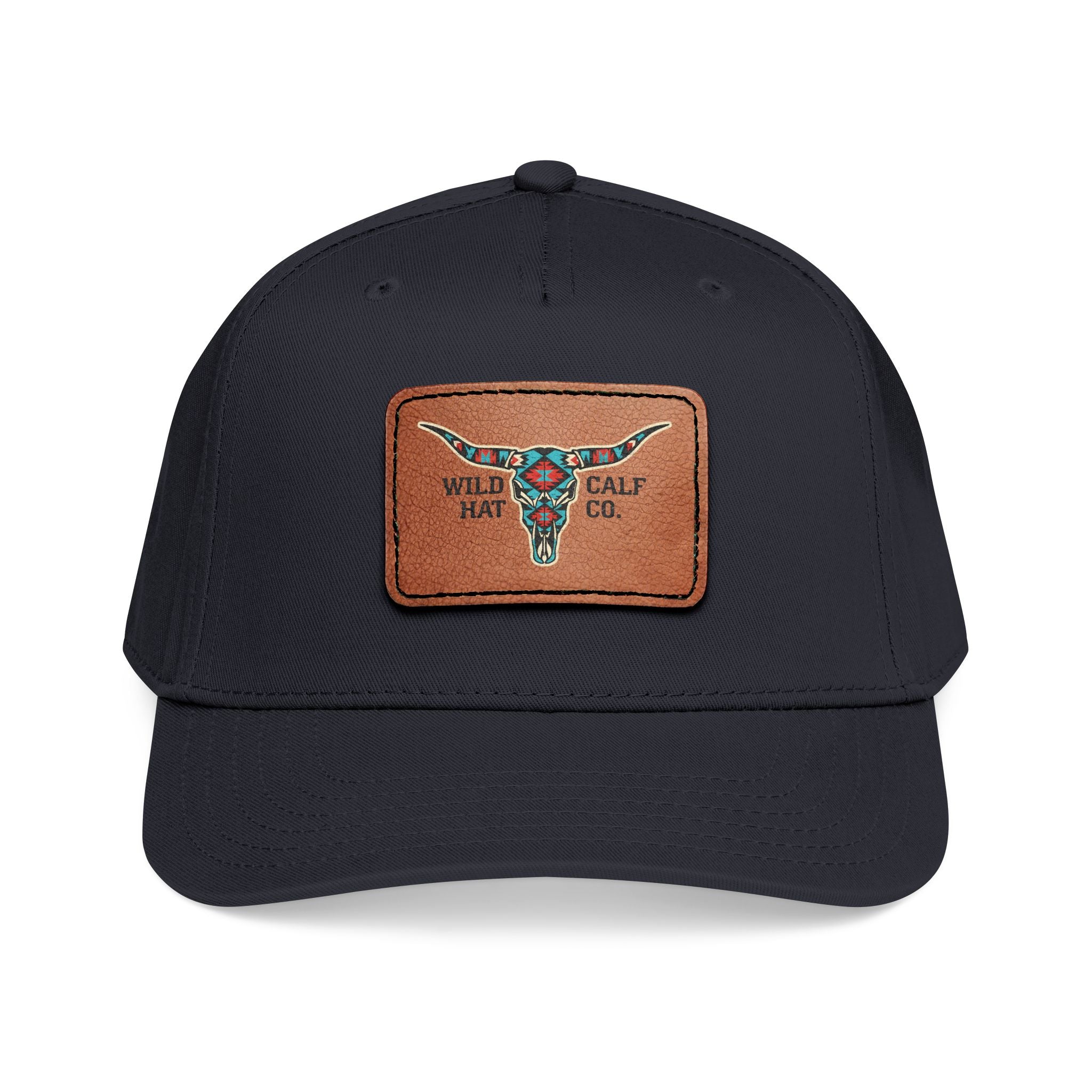 Mid Profile Baseball Cap with Leather Patch (Rectangle) - Wild Calf Hat Company