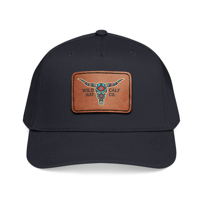 Mid Profile Baseball Cap with Leather Patch (Rectangle) - Wild Calf Hat Company