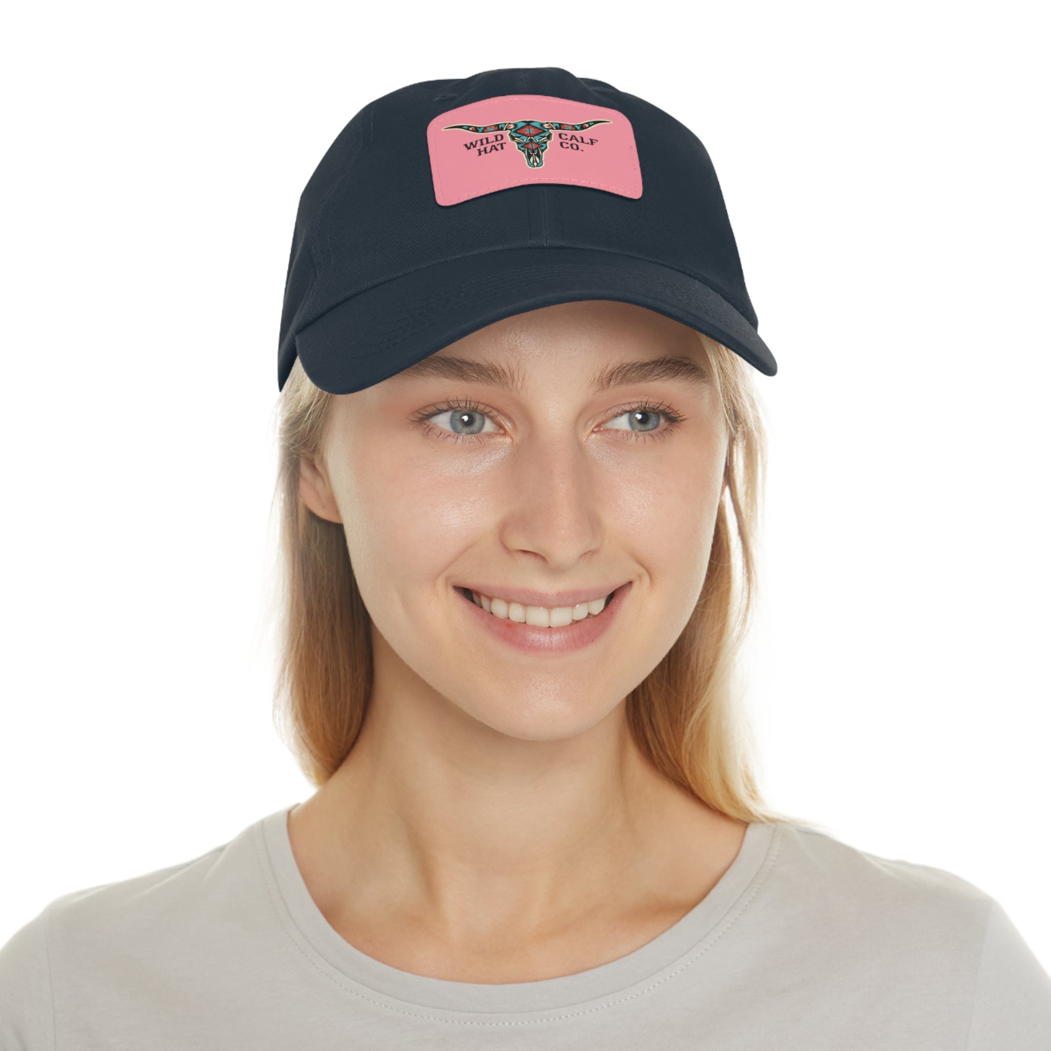 Wild Calf Hat Co. Long Horn Skull Leather Patch Dad Hat - Wild Calf Hat Company