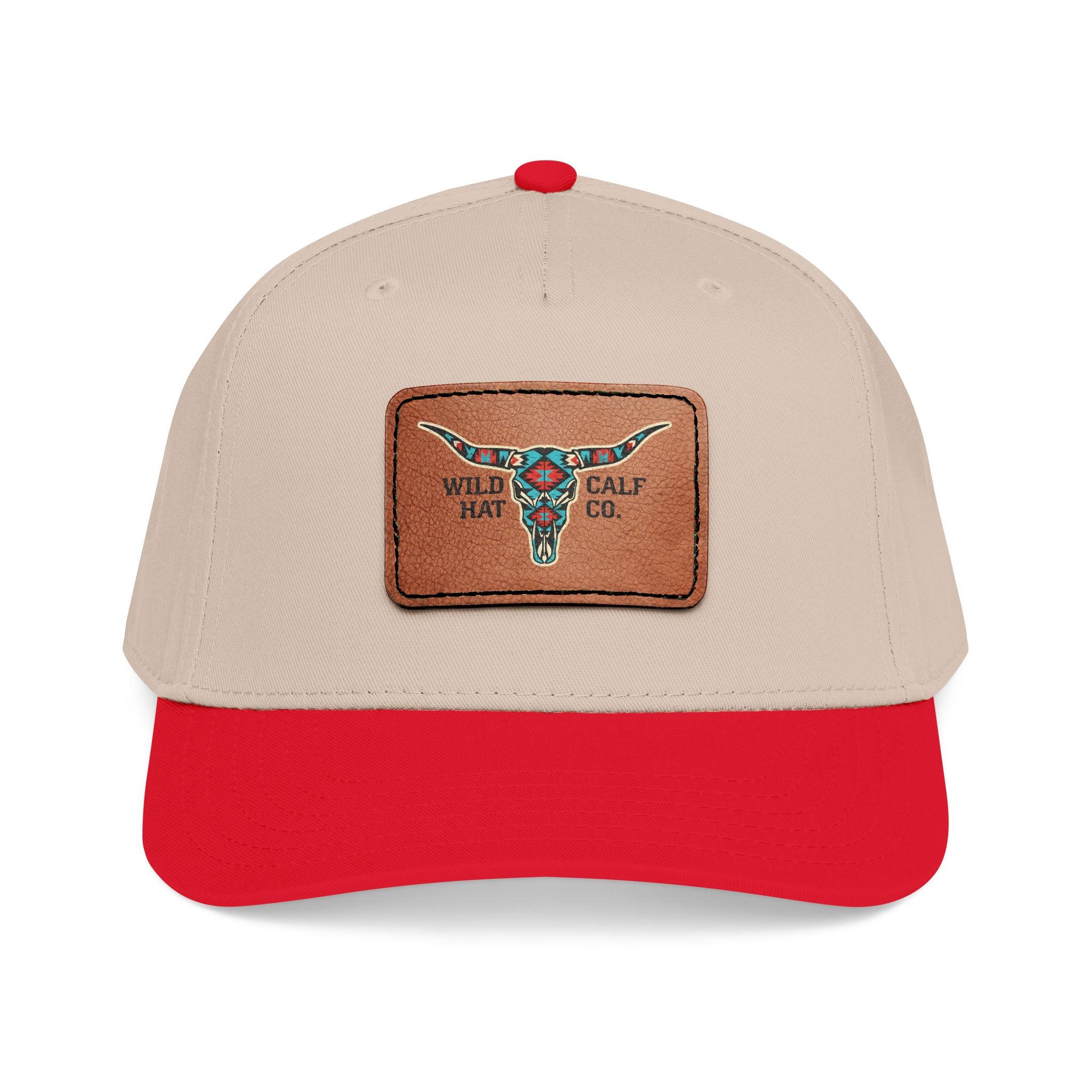 Mid Profile Baseball Cap with Leather Patch (Rectangle) - Wild Calf Hat Company