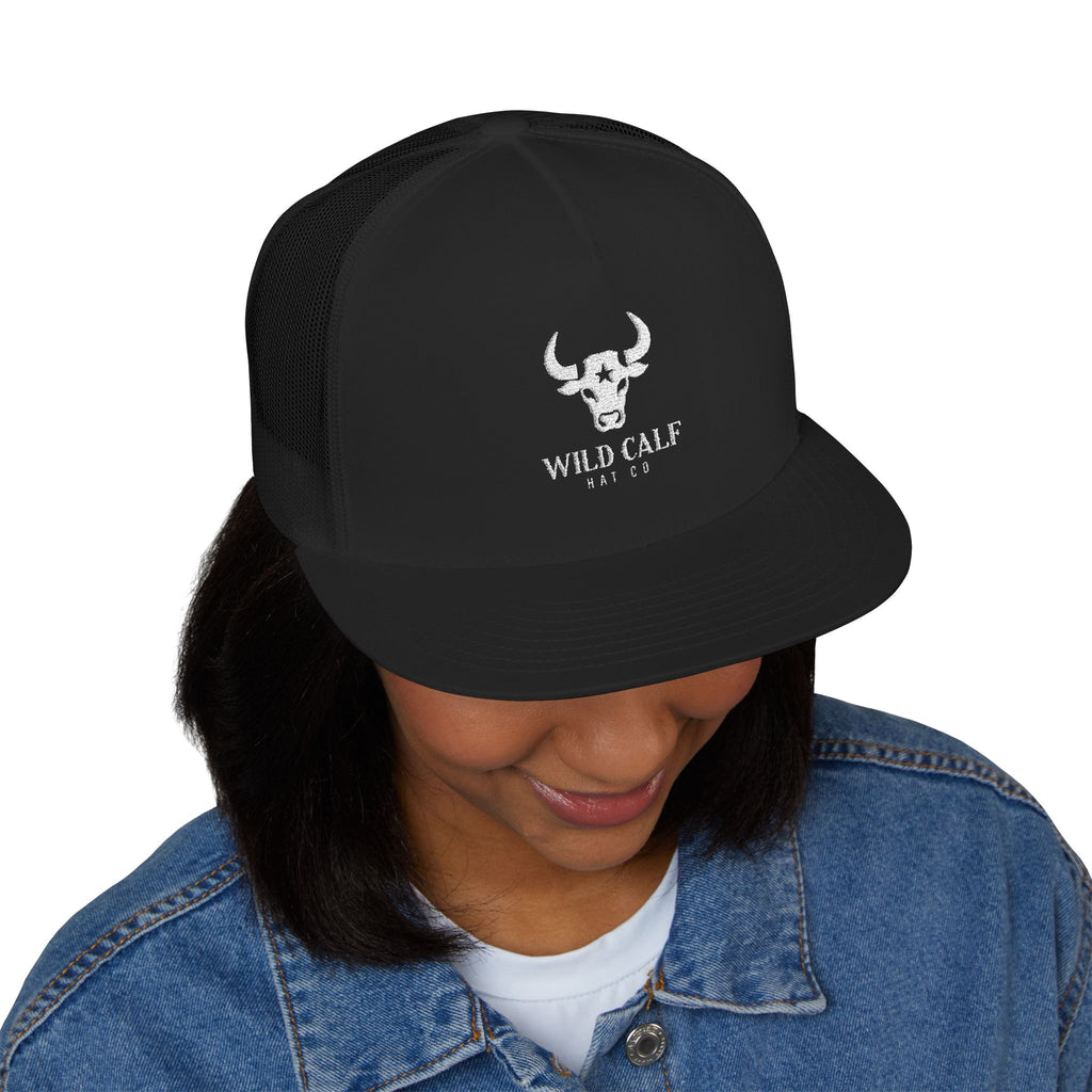 Wild Calf Skull embroidery Trucker Cap | Mesh Back Snapback - Wild Calf Hat Company