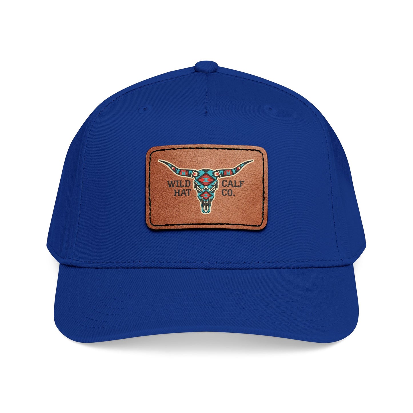 Mid Profile Baseball Cap with Leather Patch (Rectangle) - Wild Calf Hat Company