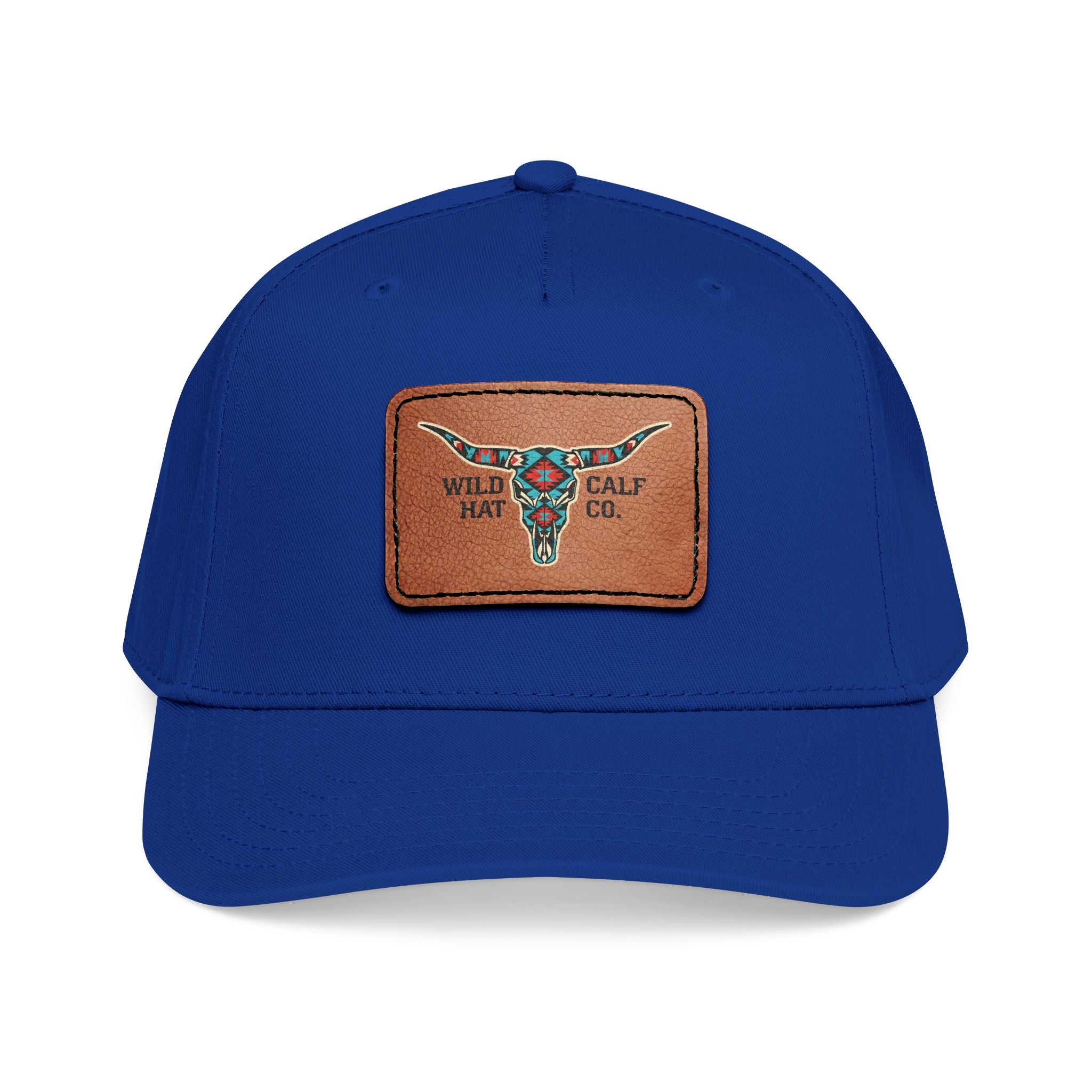 Mid Profile Baseball Cap with Leather Patch (Rectangle) - Wild Calf Hat Company
