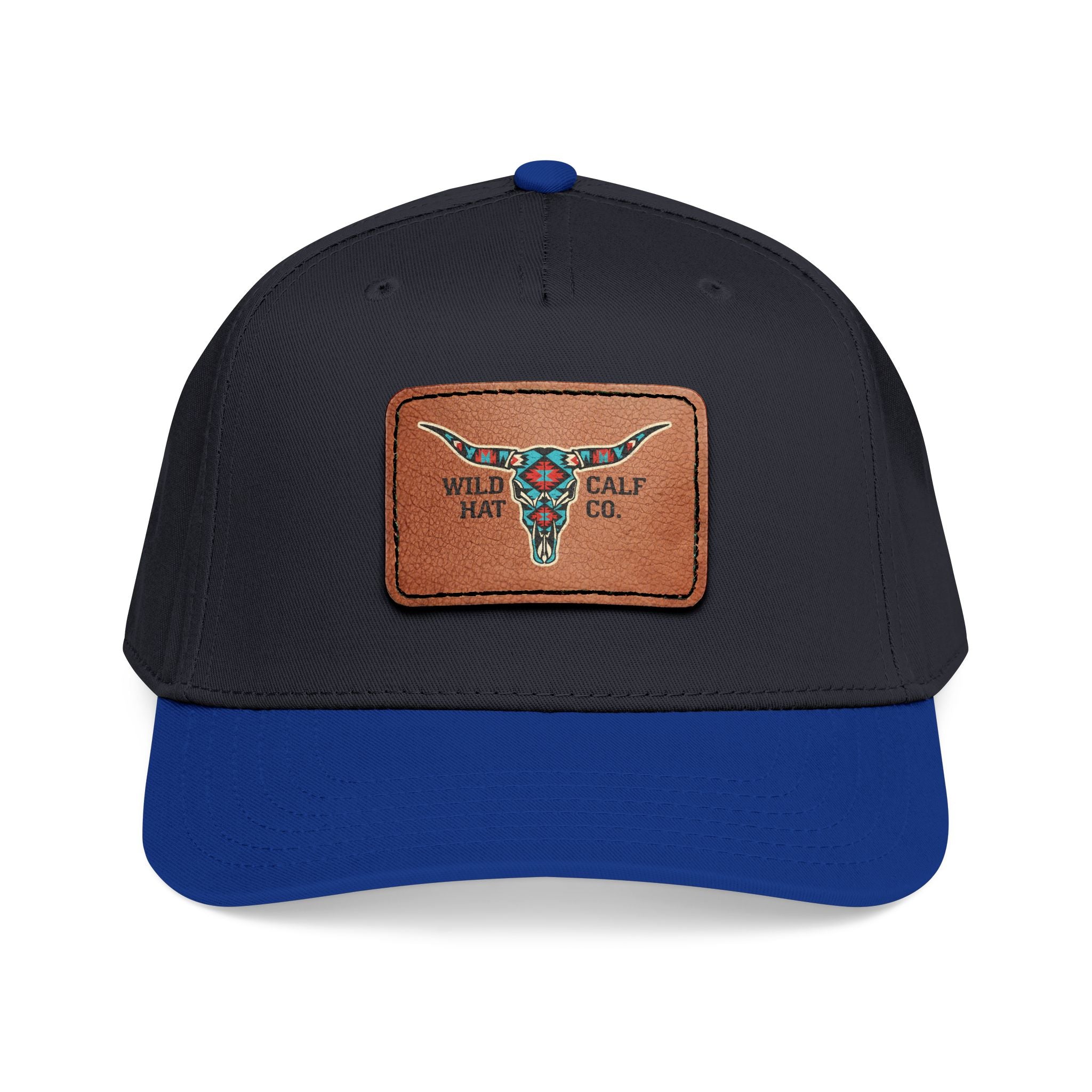 Mid Profile Baseball Cap with Leather Patch (Rectangle) - Wild Calf Hat Company