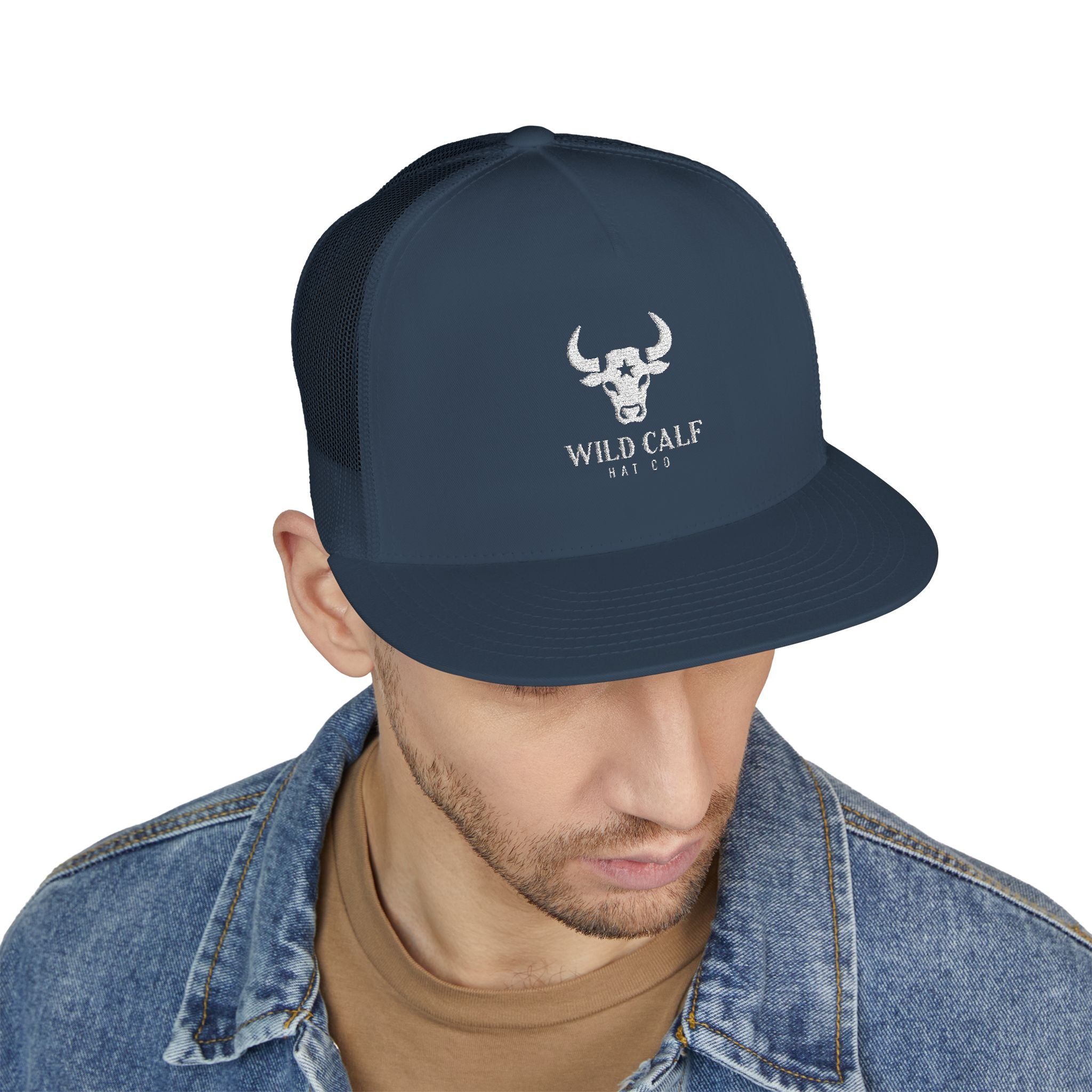 Wild Calf Skull embroidery Trucker Cap | Mesh Back Snapback - Wild Calf Hat Company