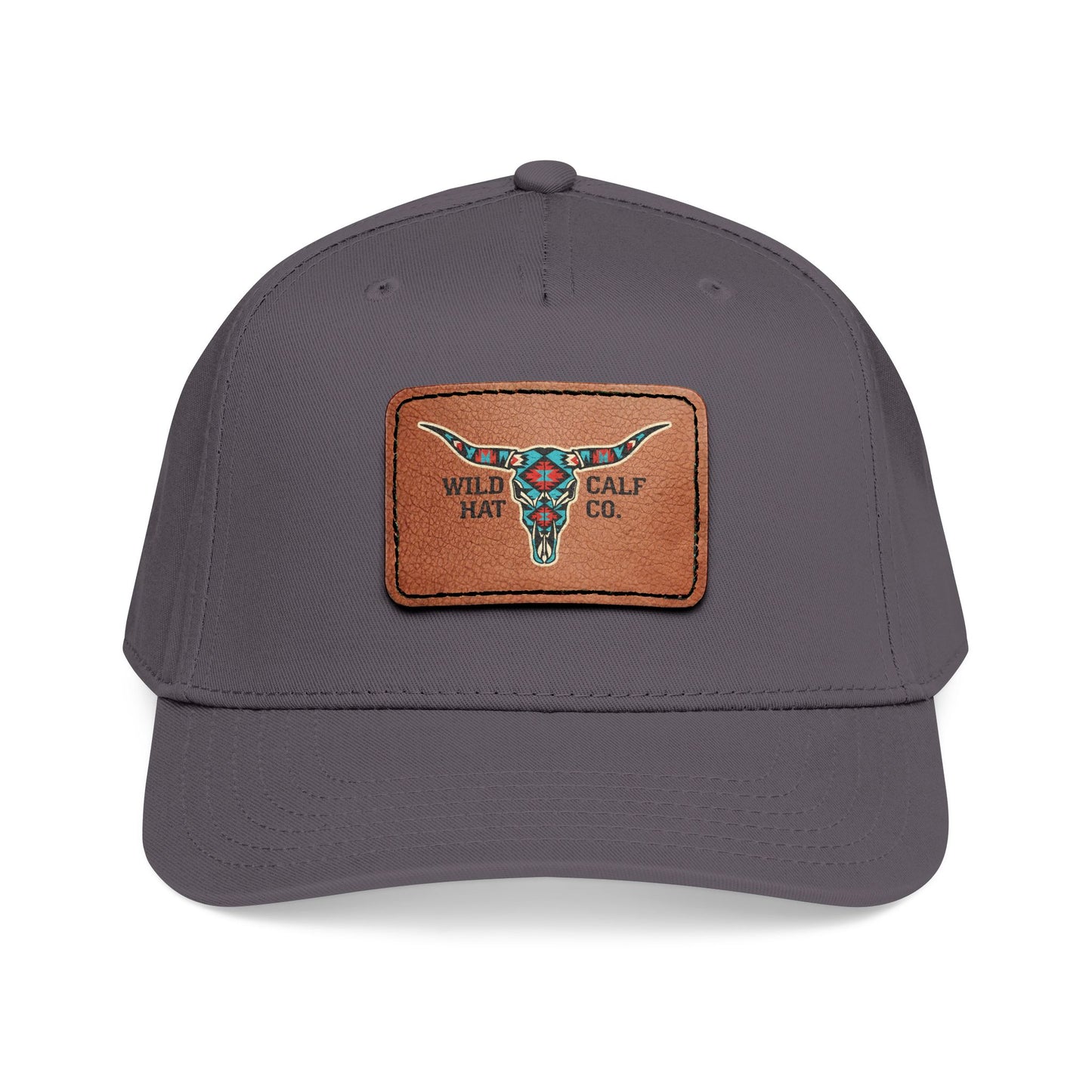Mid Profile Baseball Cap with Leather Patch (Rectangle) - Wild Calf Hat Company