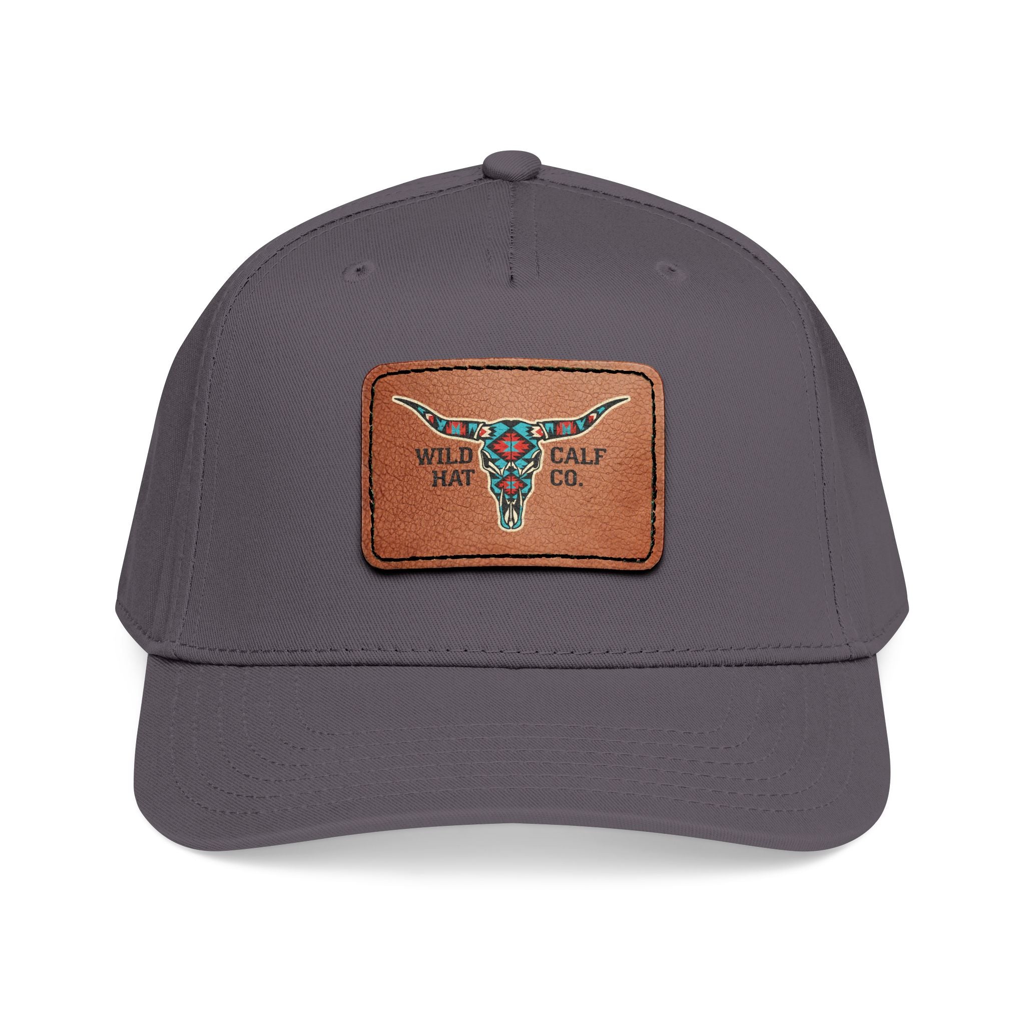 Mid Profile Baseball Cap with Leather Patch (Rectangle) - Wild Calf Hat Company