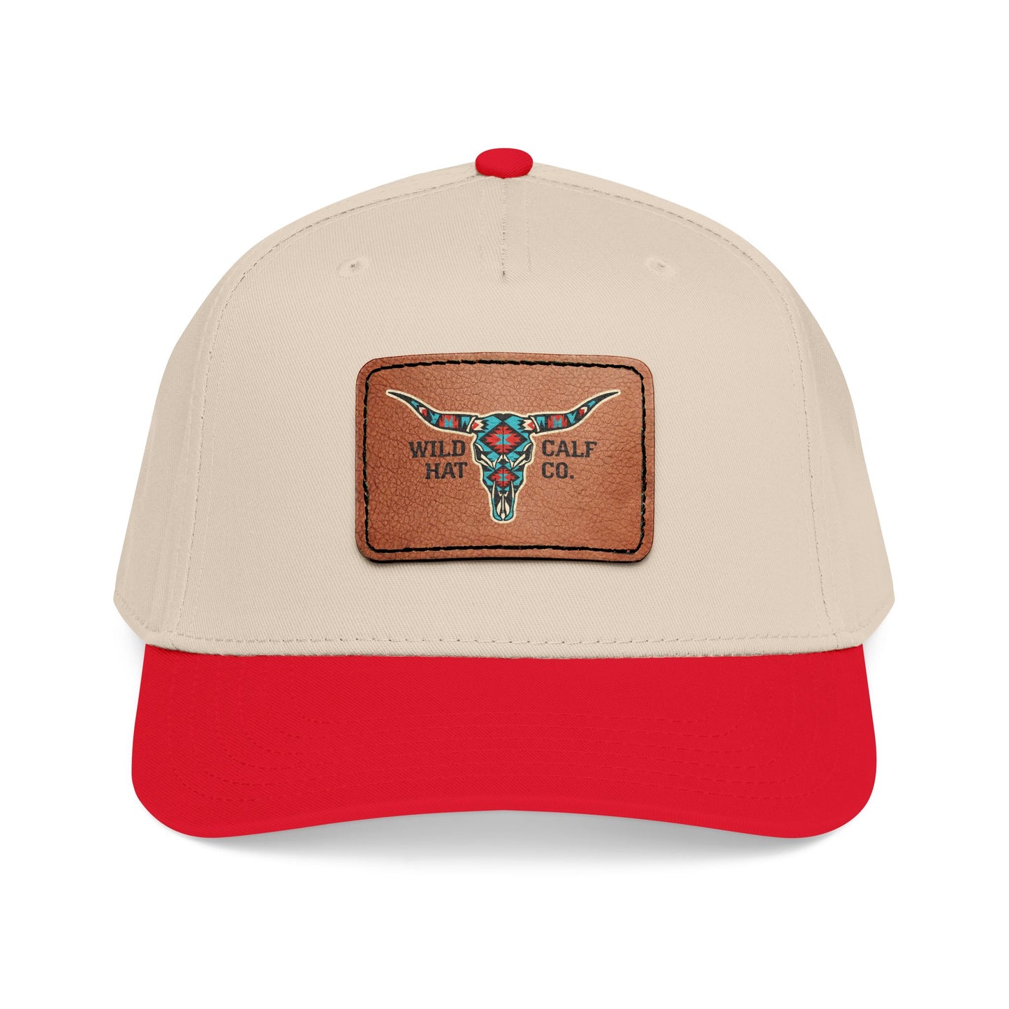 Mid Profile Baseball Cap with Leather Patch (Rectangle) - Wild Calf Hat Company