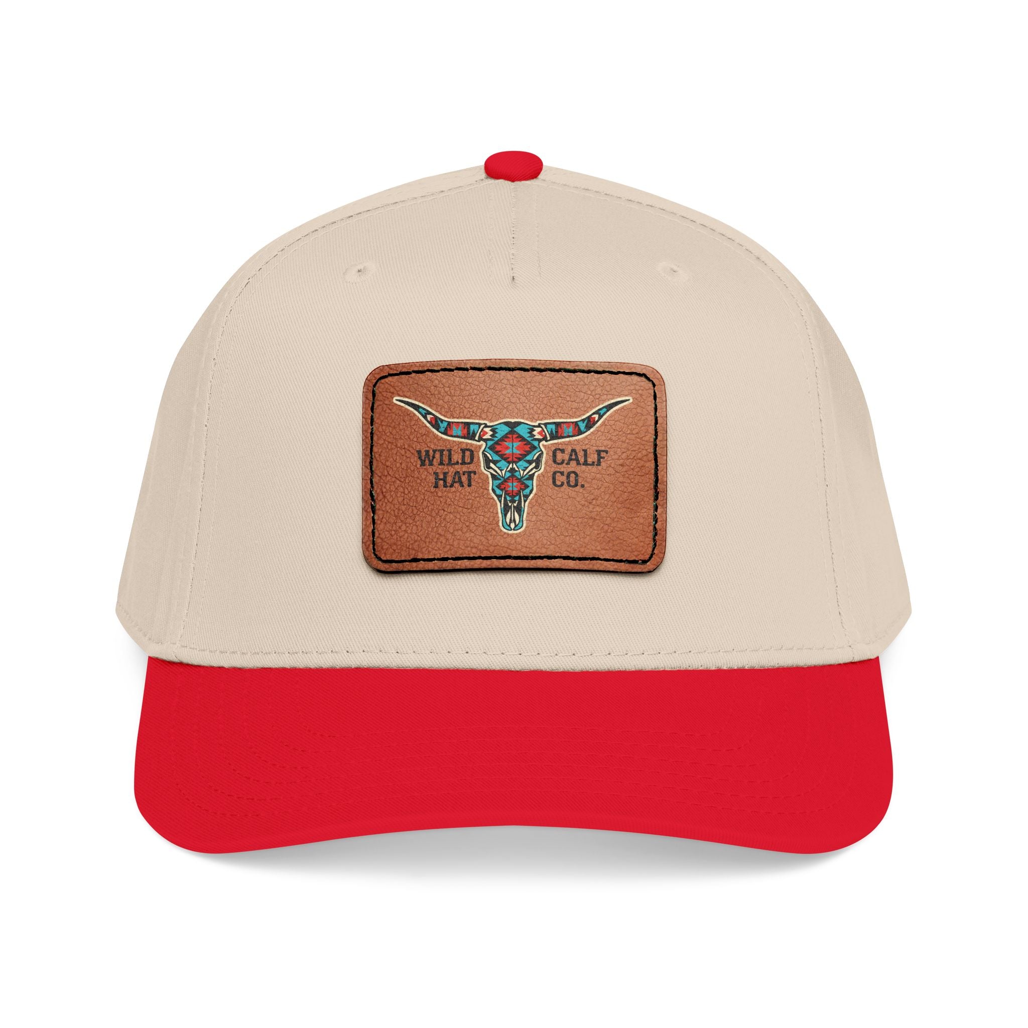Mid Profile Baseball Cap with Leather Patch (Rectangle) - Wild Calf Hat Company