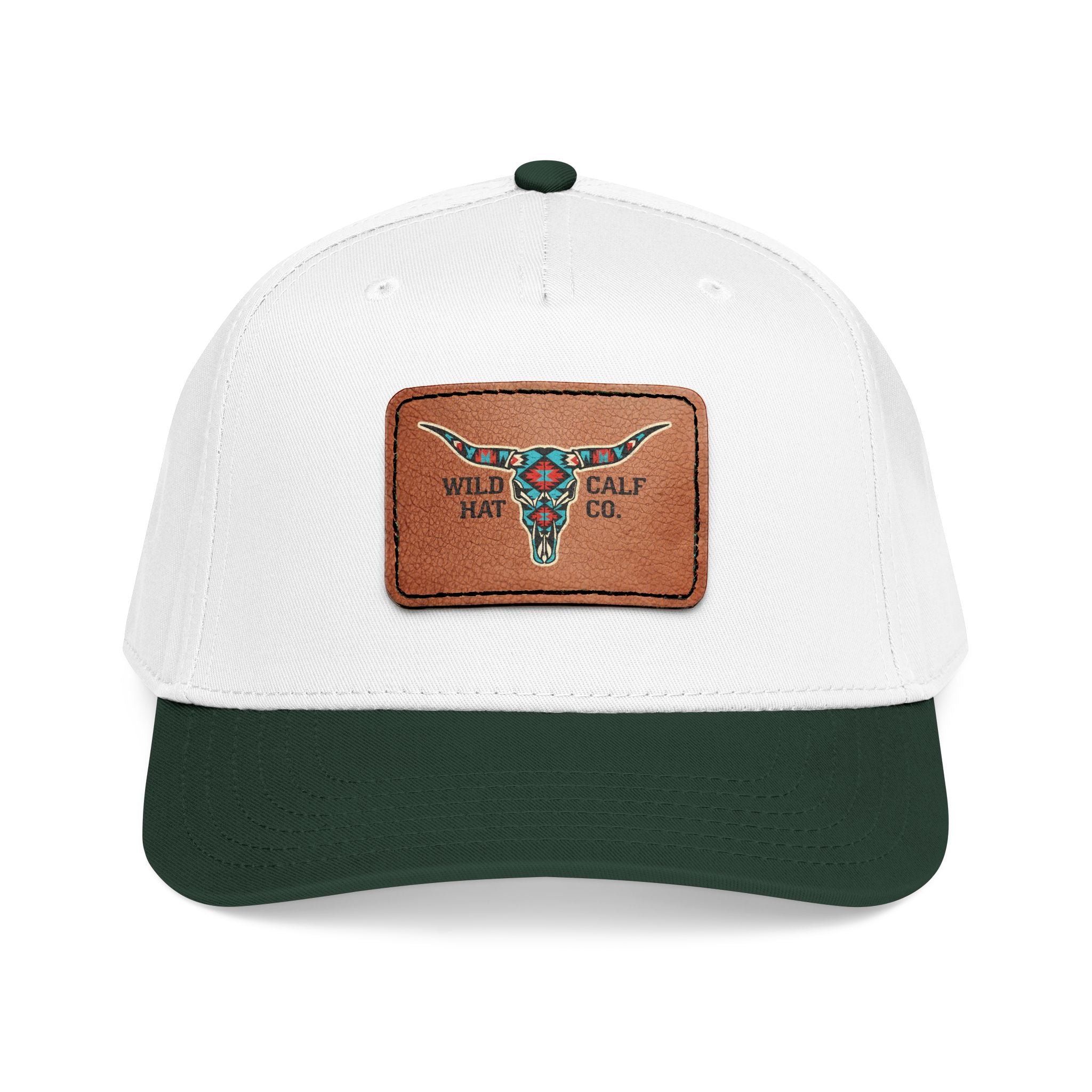 Mid Profile Baseball Cap with Leather Patch (Rectangle) - Wild Calf Hat Company
