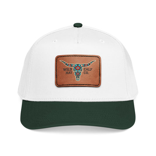 Mid Profile Baseball Cap with Leather Patch (Rectangle) - Wild Calf Hat Company