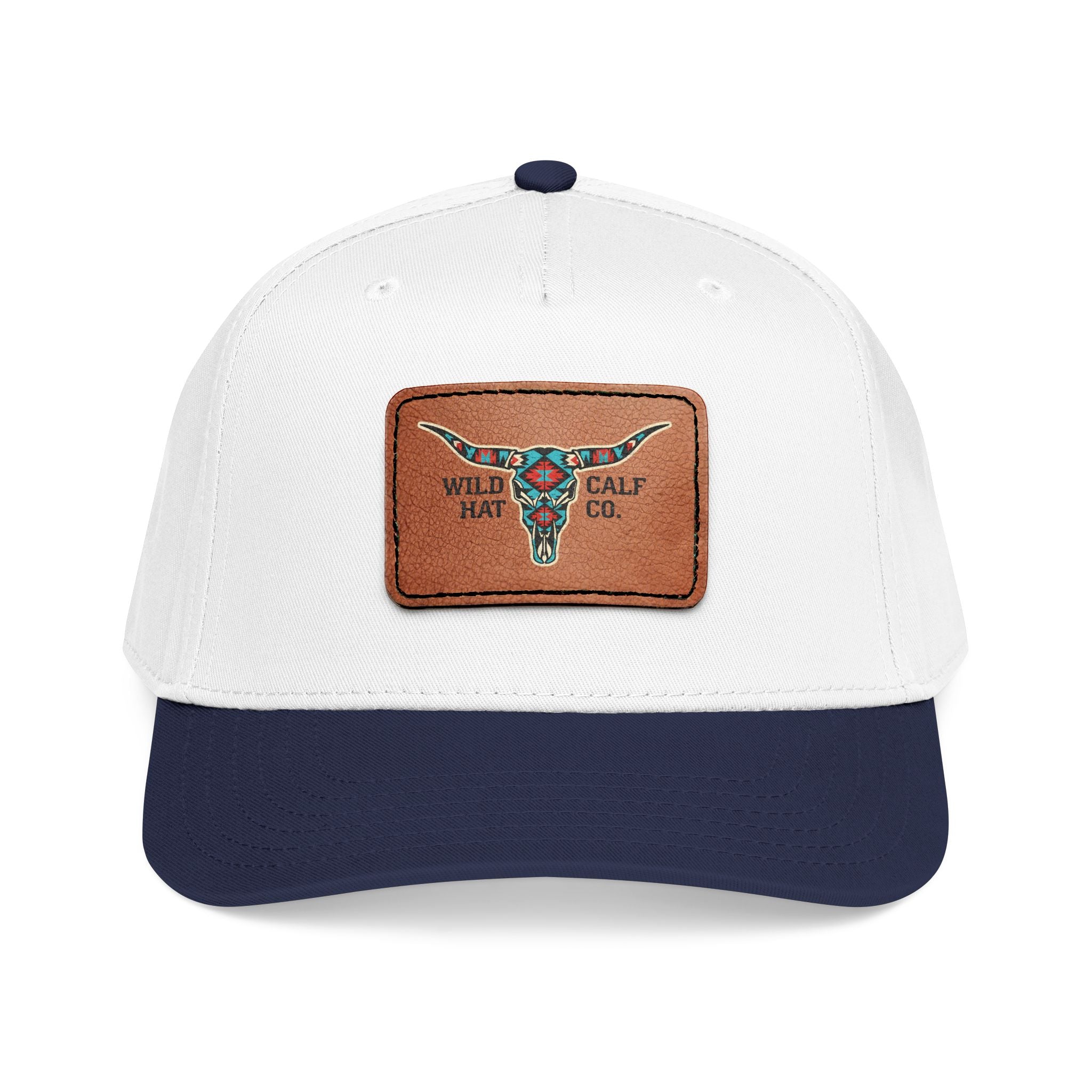Mid Profile Baseball Cap with Leather Patch (Rectangle) - Wild Calf Hat Company
