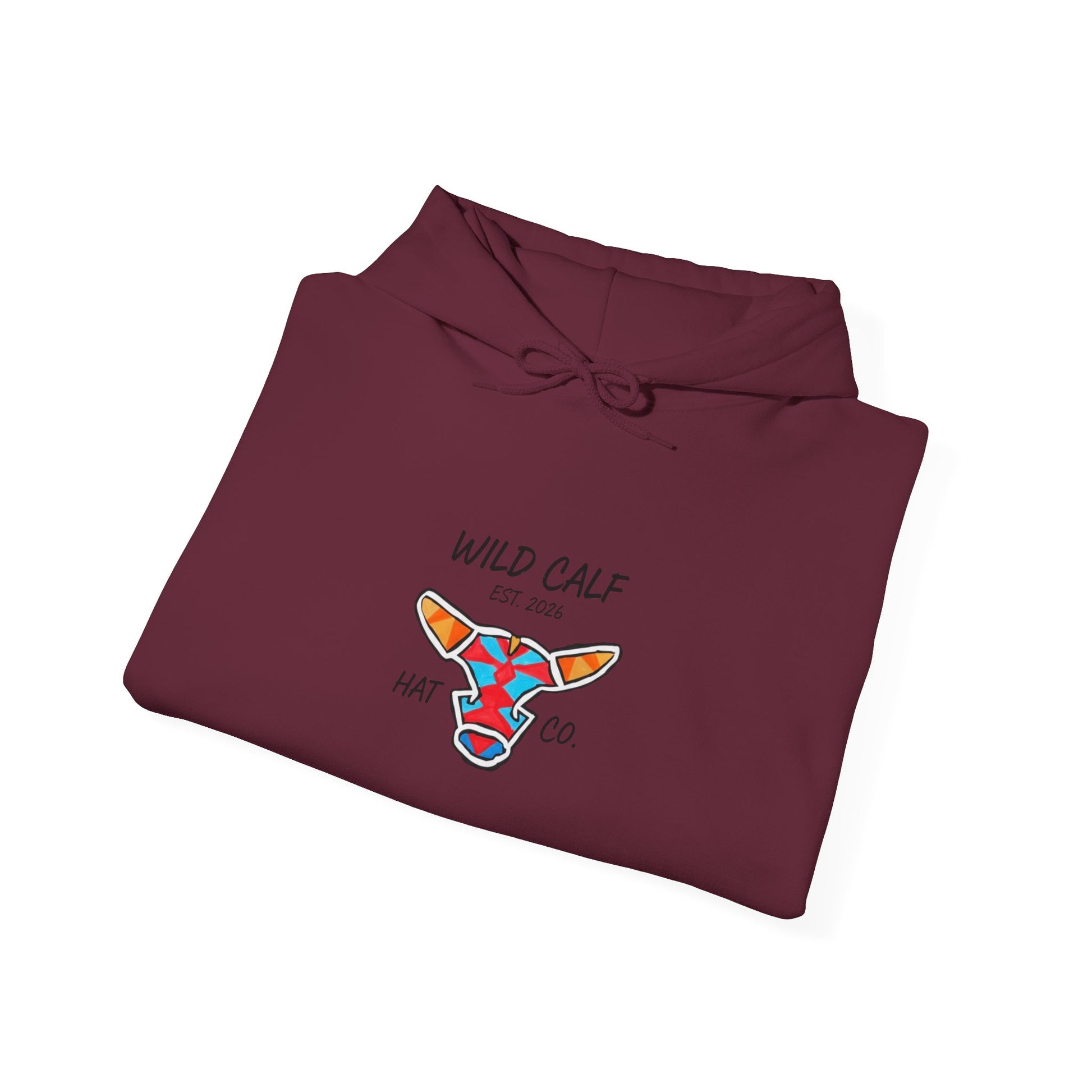 Wild Calf Hoodie - Retro Colorful Calf Logo Pullover (Wild Calf Hat Co.) - Wild Calf Hat Company