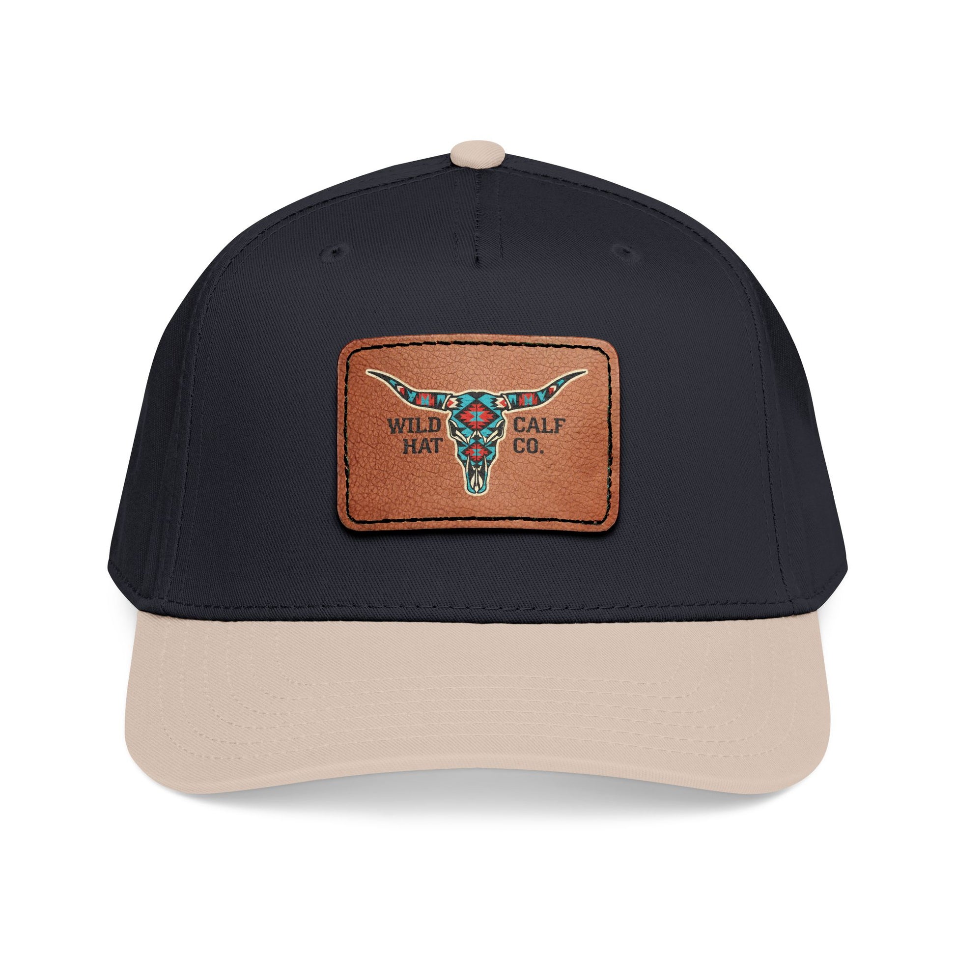 Mid Profile Baseball Cap with Leather Patch (Rectangle) - Wild Calf Hat Company
