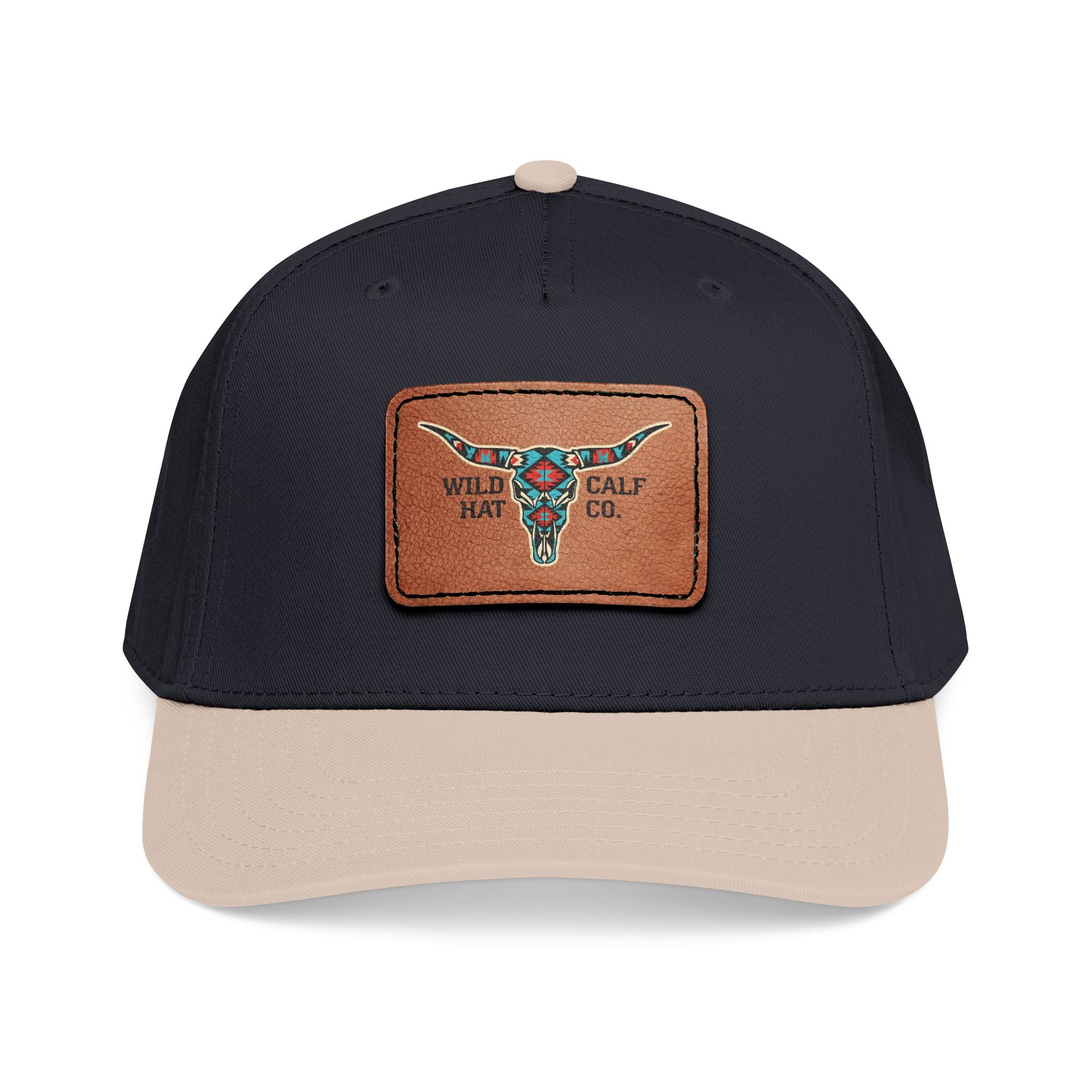 Mid Profile Baseball Cap with Leather Patch (Rectangle) - Wild Calf Hat Company