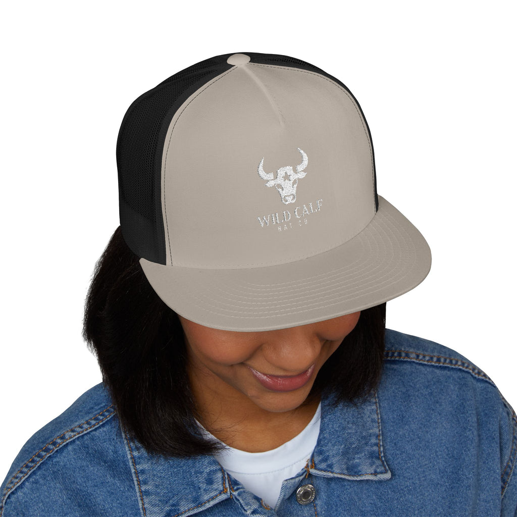 Wild Calf Skull embroidery Trucker Cap | Mesh Back Snapback - Wild Calf Hat Company
