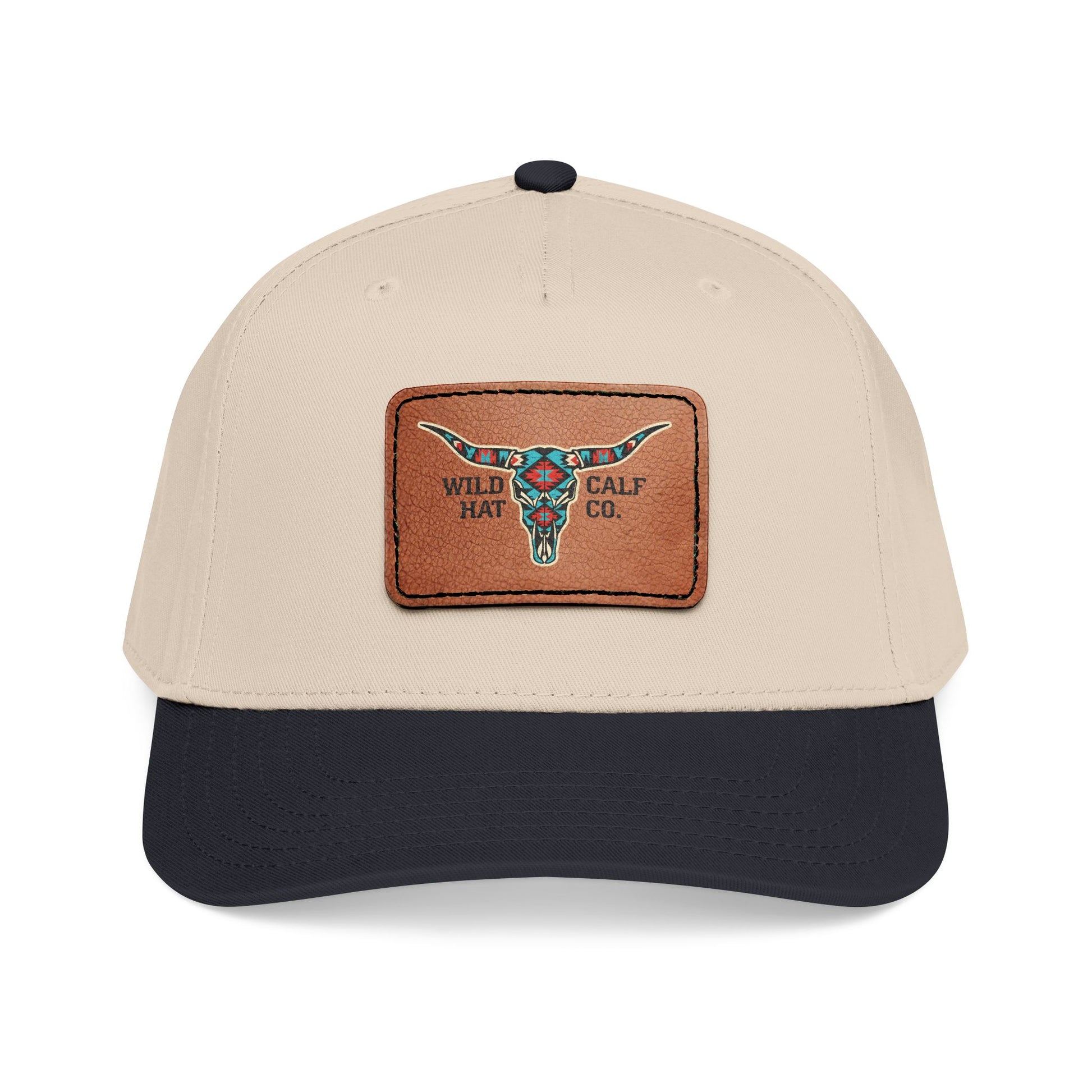 Mid Profile Baseball Cap with Leather Patch (Rectangle) - Wild Calf Hat Company