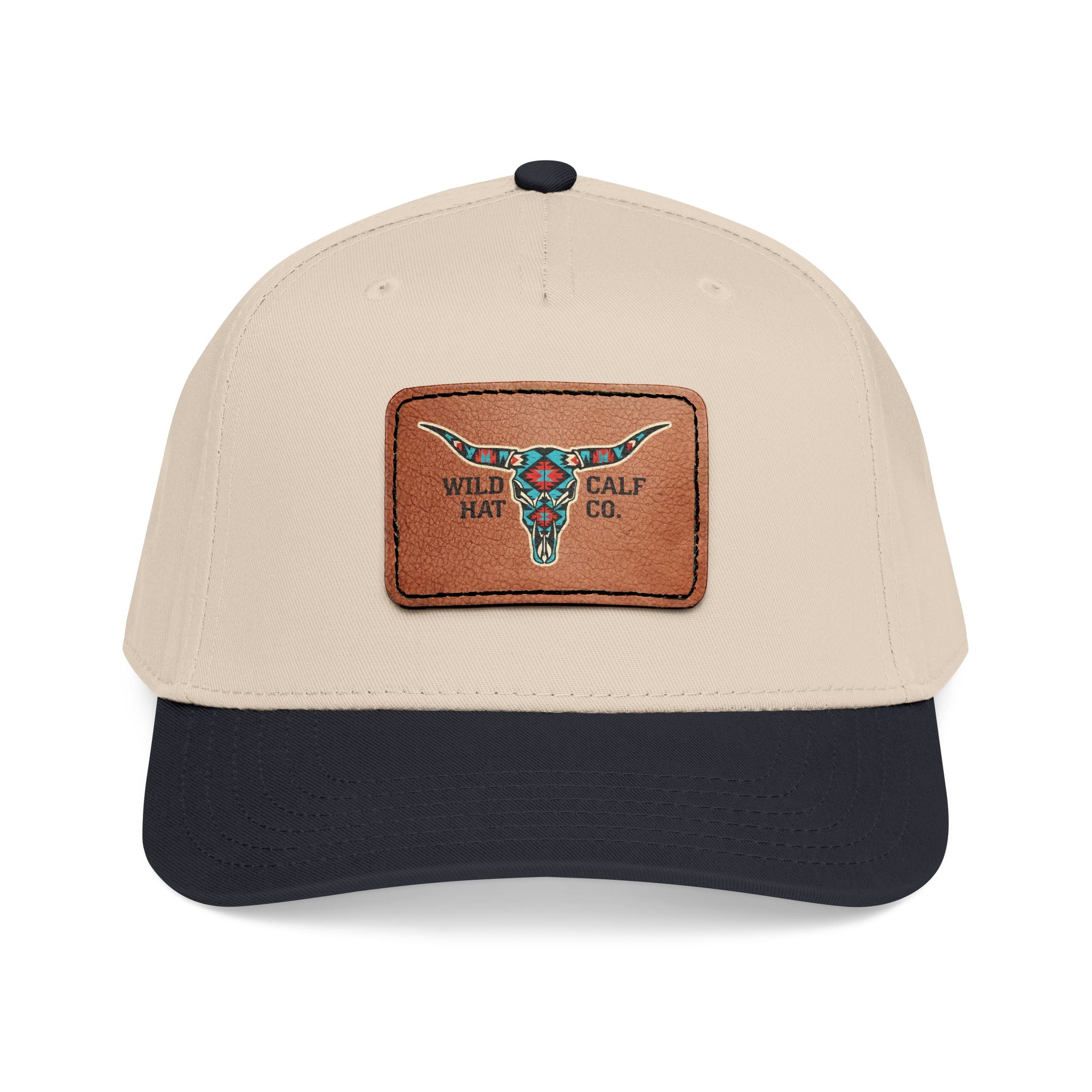 Mid Profile Baseball Cap with Leather Patch (Rectangle) - Wild Calf Hat Company
