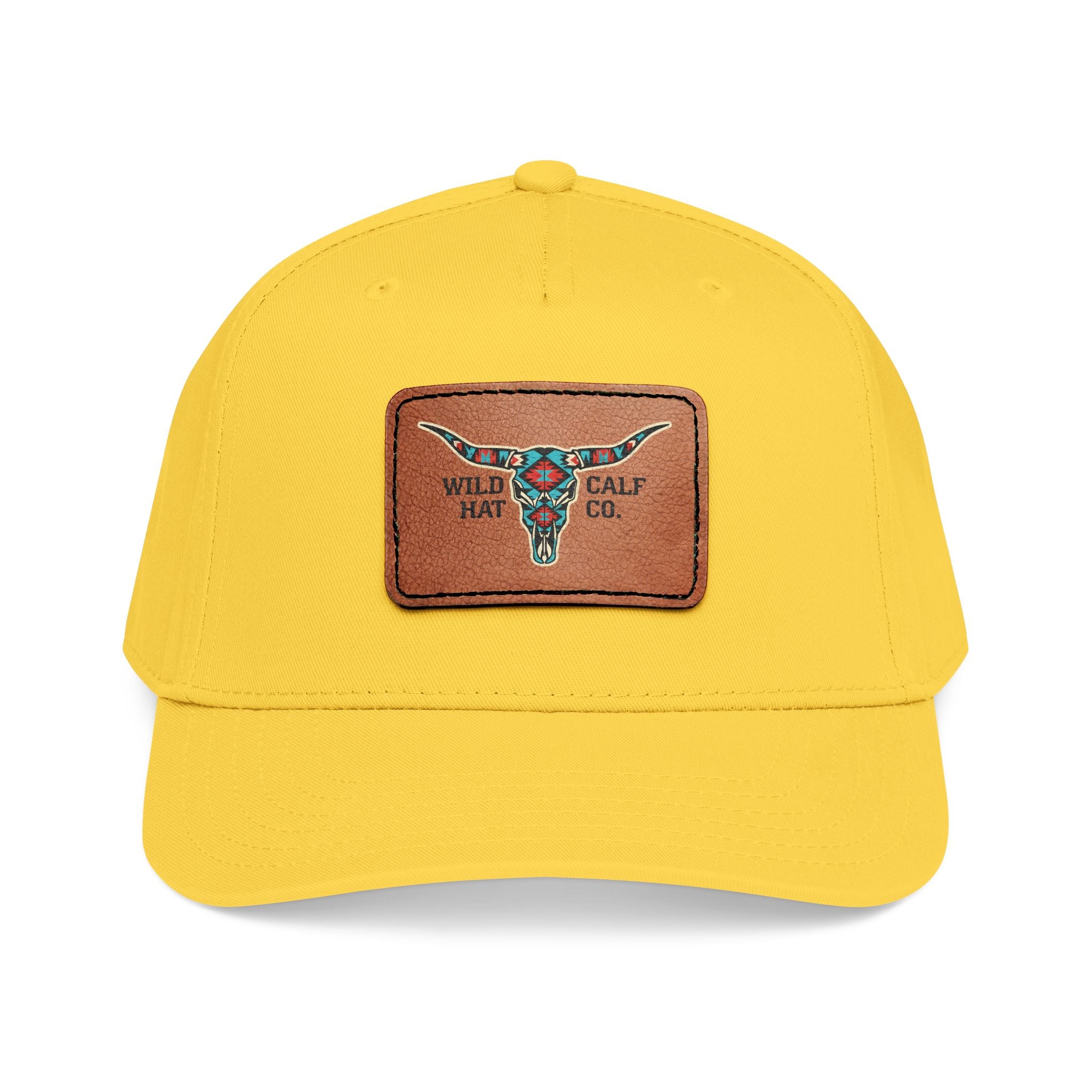 Mid Profile Baseball Cap with Leather Patch (Rectangle) - Wild Calf Hat Company