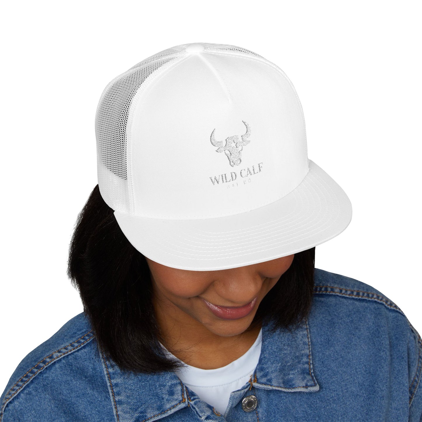 Wild Calf Skull embroidery Trucker Cap | Mesh Back Snapback - Wild Calf Hat Company