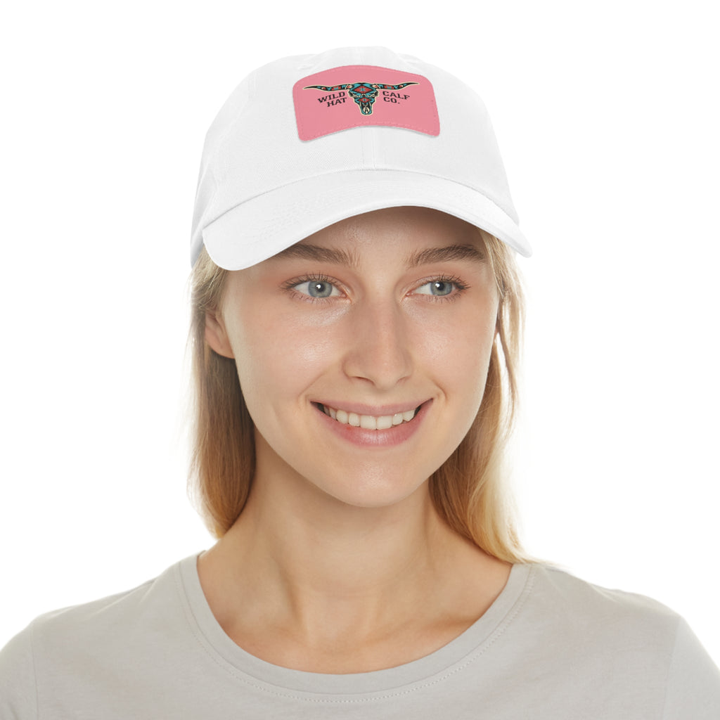 Wild Calf Hat Co. Long Horn Skull Leather Patch Dad Hat - Wild Calf Hat Company