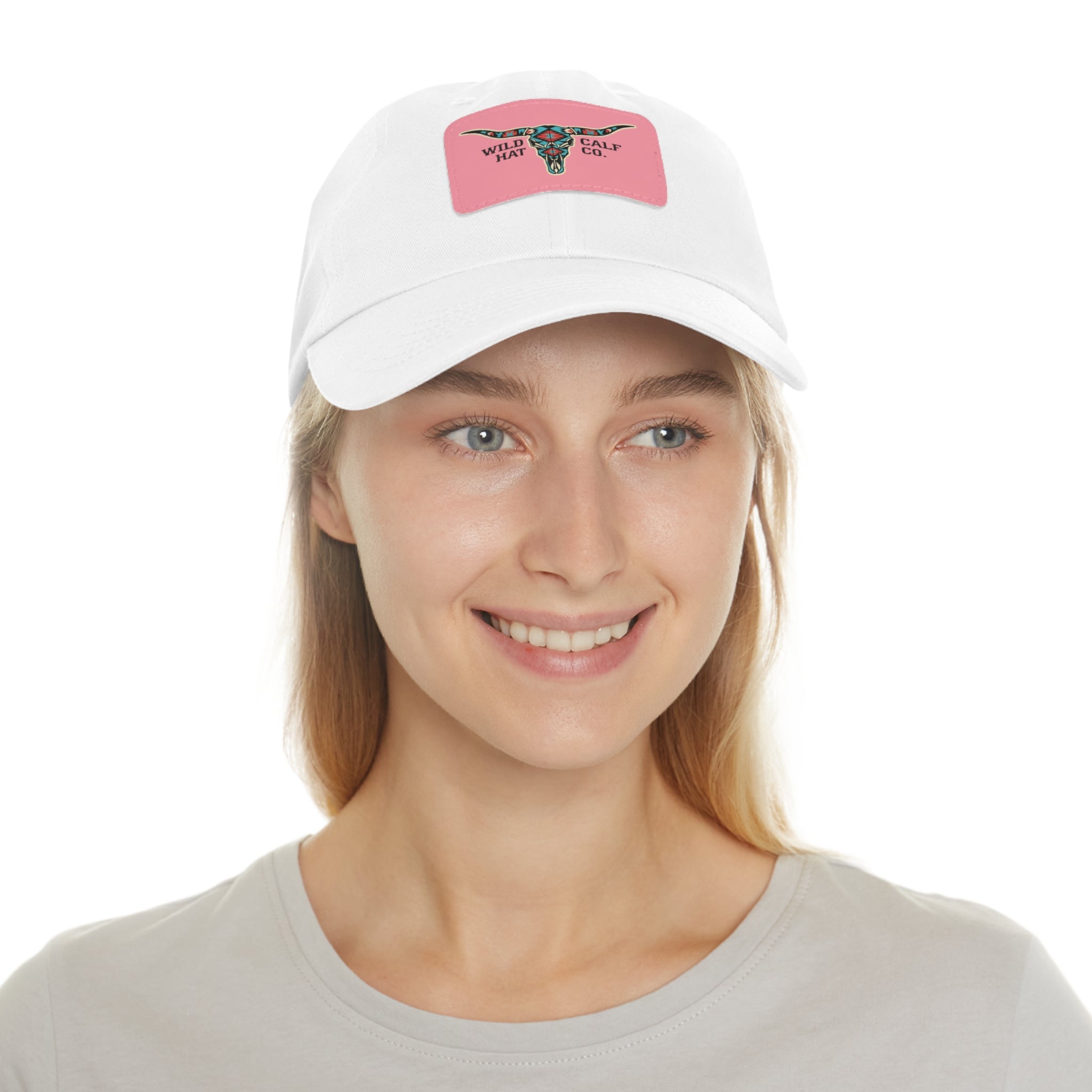 Wild Calf Hat Co. Long Horn Skull Leather Patch Dad Hat - Wild Calf Hat Company
