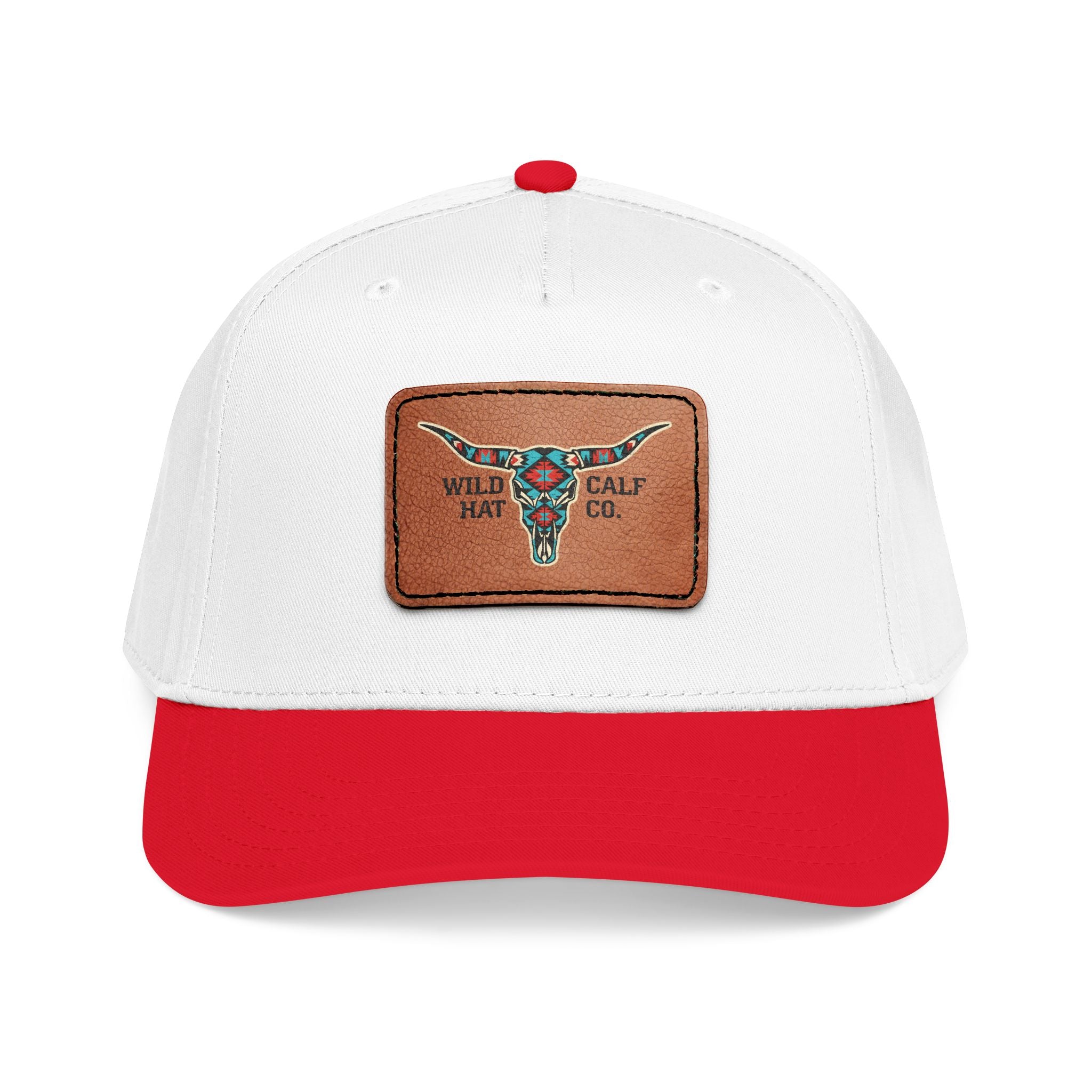 Mid Profile Baseball Cap with Leather Patch (Rectangle) - Wild Calf Hat Company