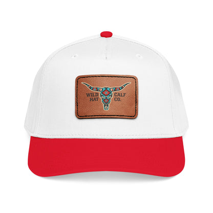 Mid Profile Baseball Cap with Leather Patch (Rectangle) - Wild Calf Hat Company