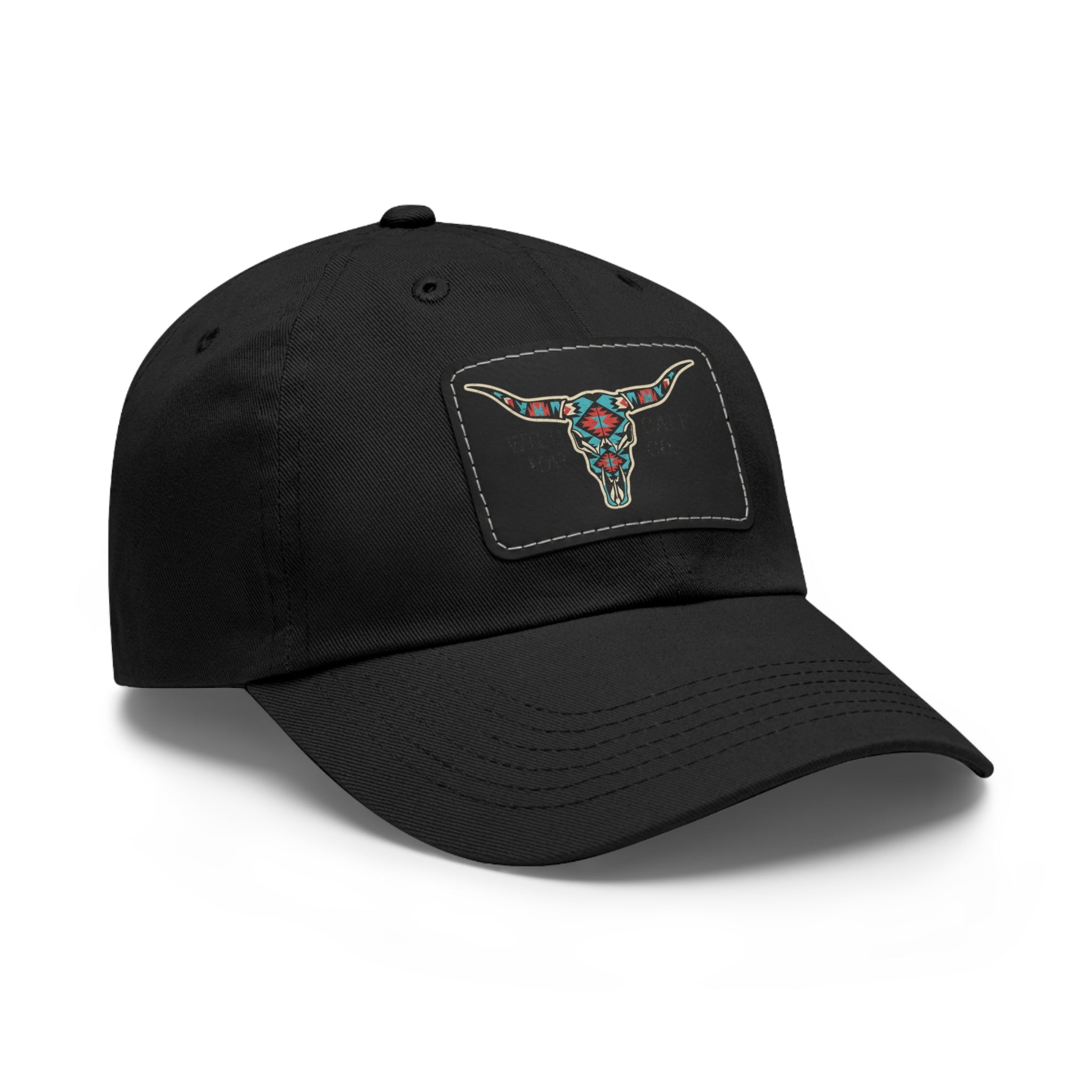 Wild Calf Hat Co. Long Horn Skull Leather Patch Dad Hat - Wild Calf Hat Company