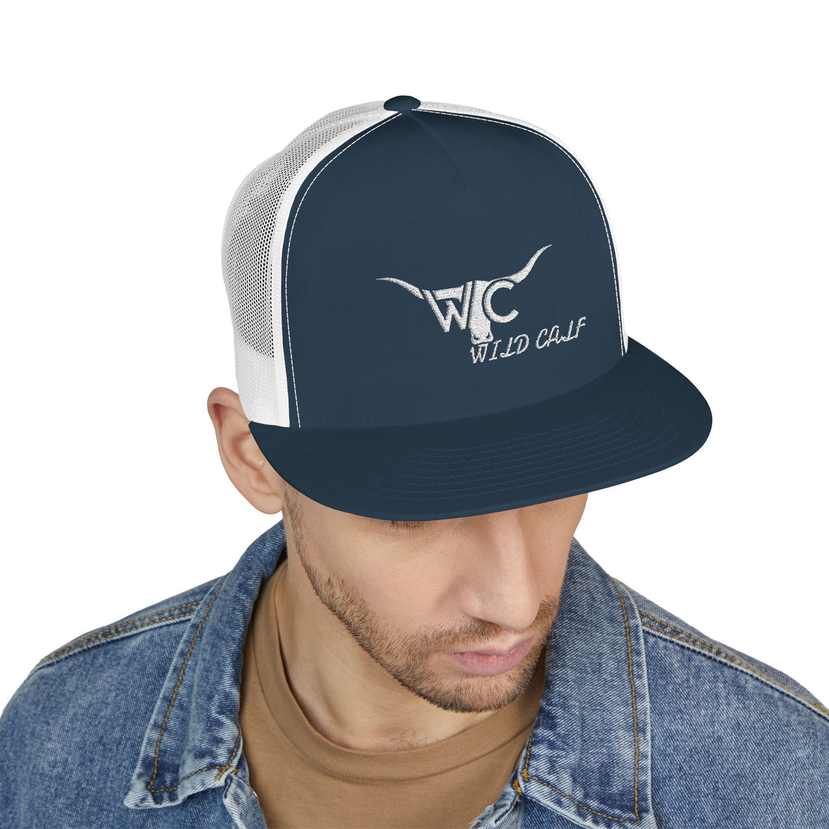 Trucker Cap — Wild Calf Embroidered Longhorn Logo