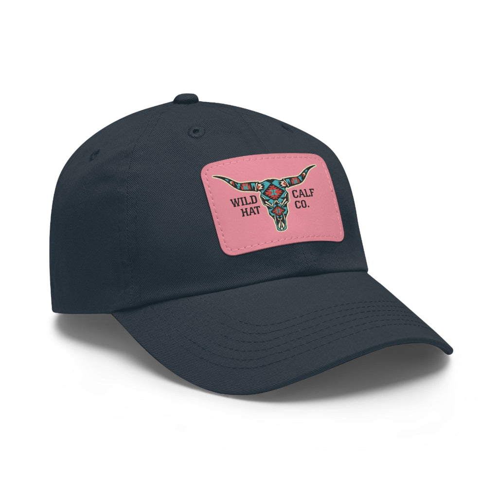 Wild Calf Hat Co. Long Horn Skull Leather Patch Dad Hat - Wild Calf Hat Company
