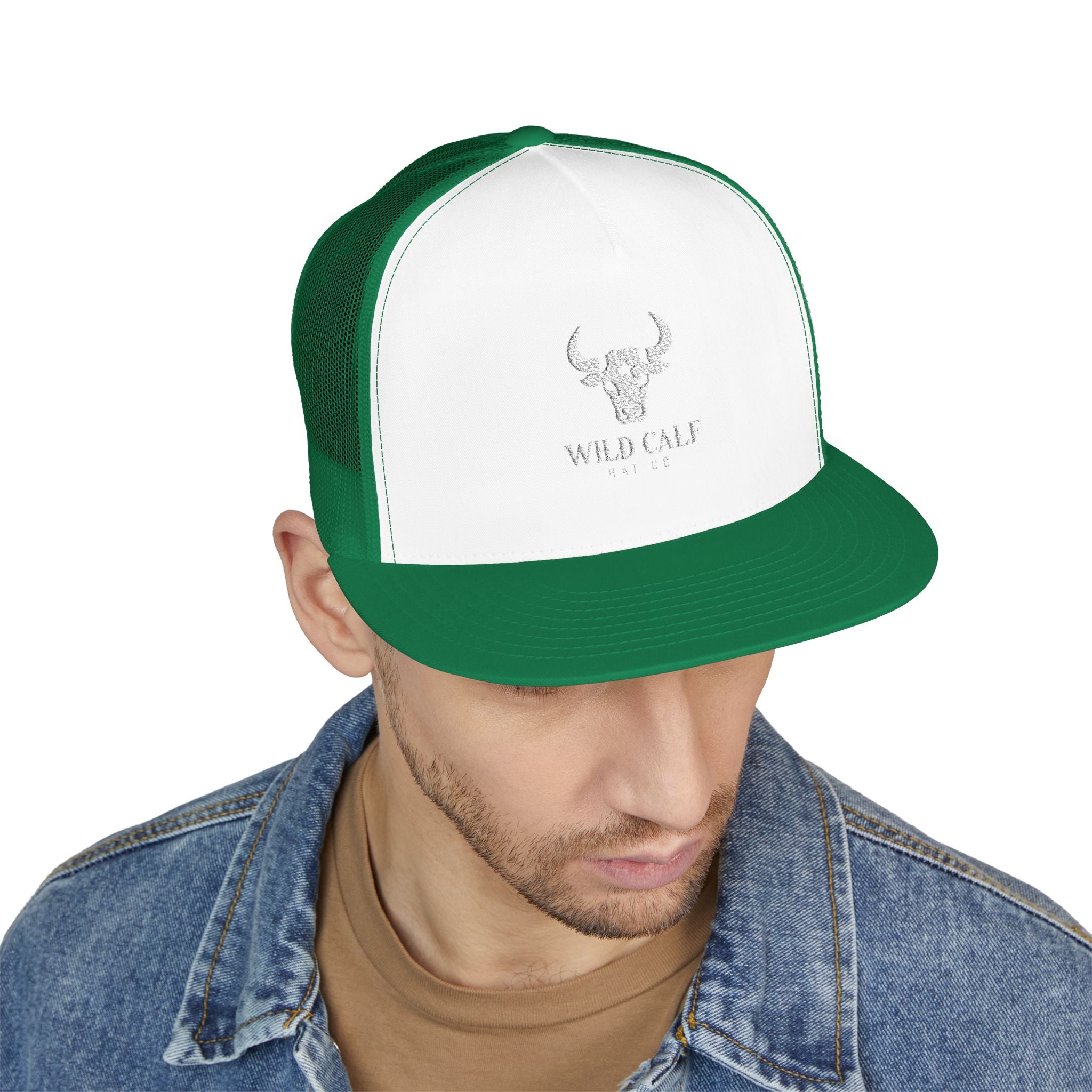Wild Calf Skull embroidery Trucker Cap | Mesh Back Snapback - Wild Calf Hat Company